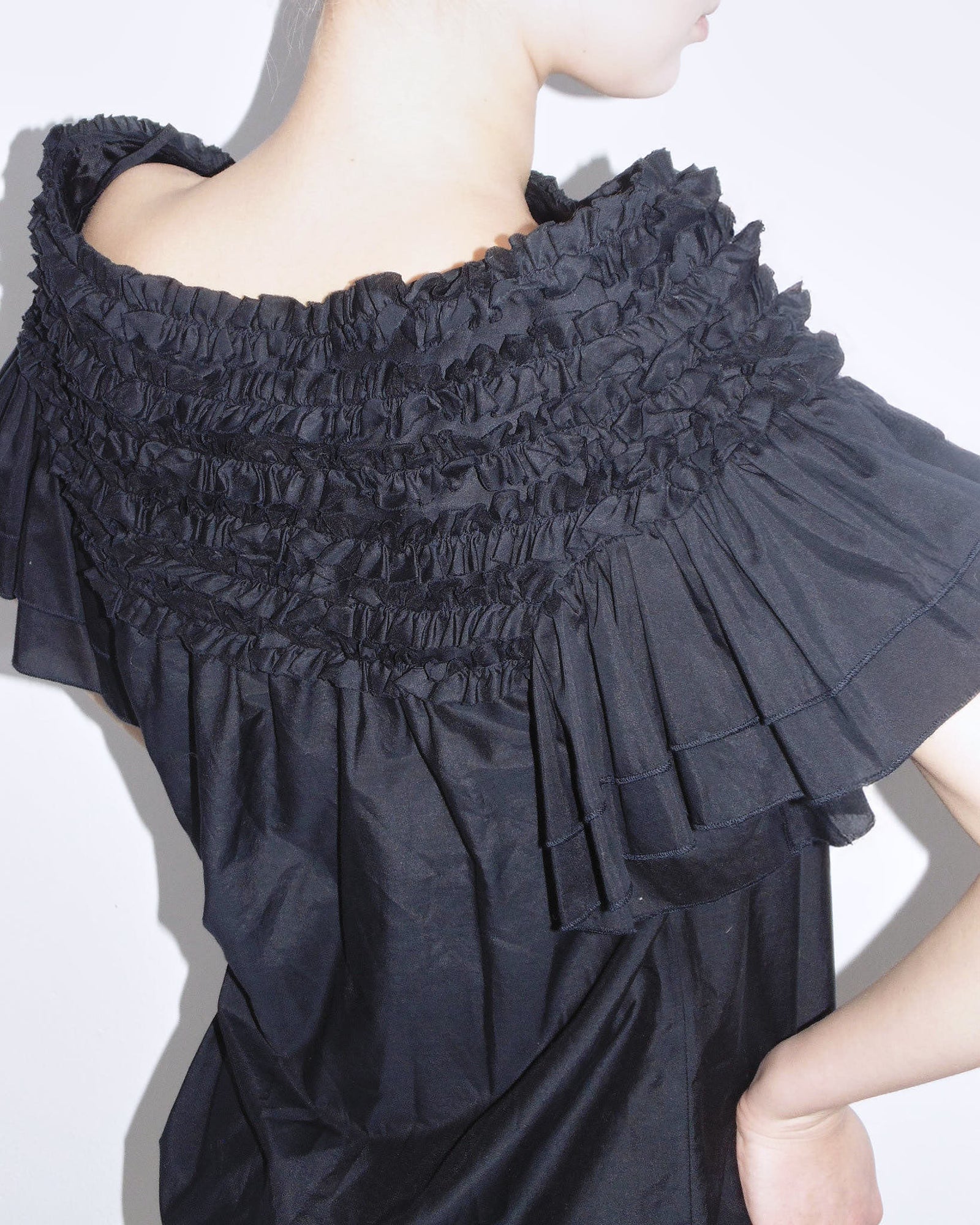 off-the-shoulder silk mini dress