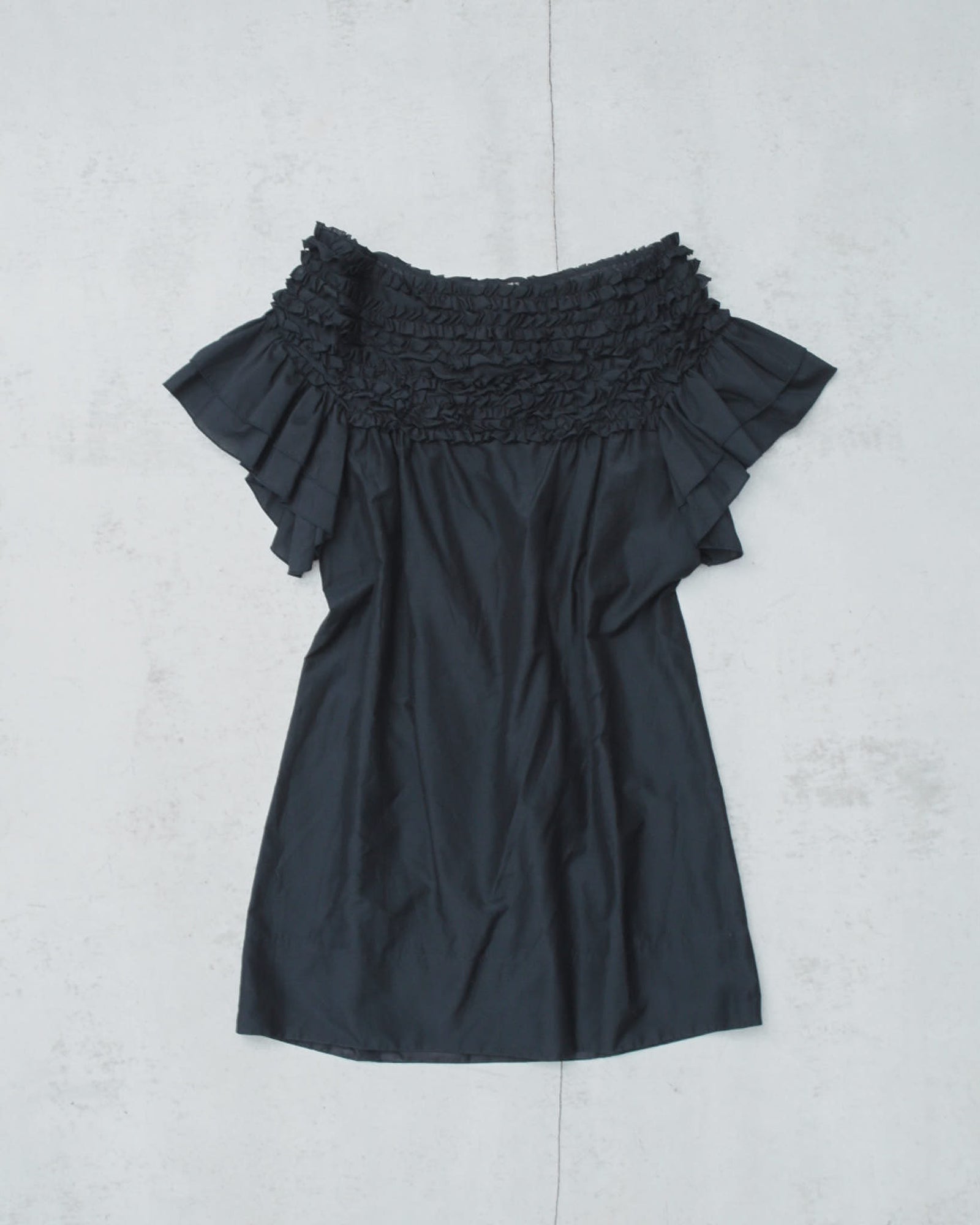 off-the-shoulder silk mini dress