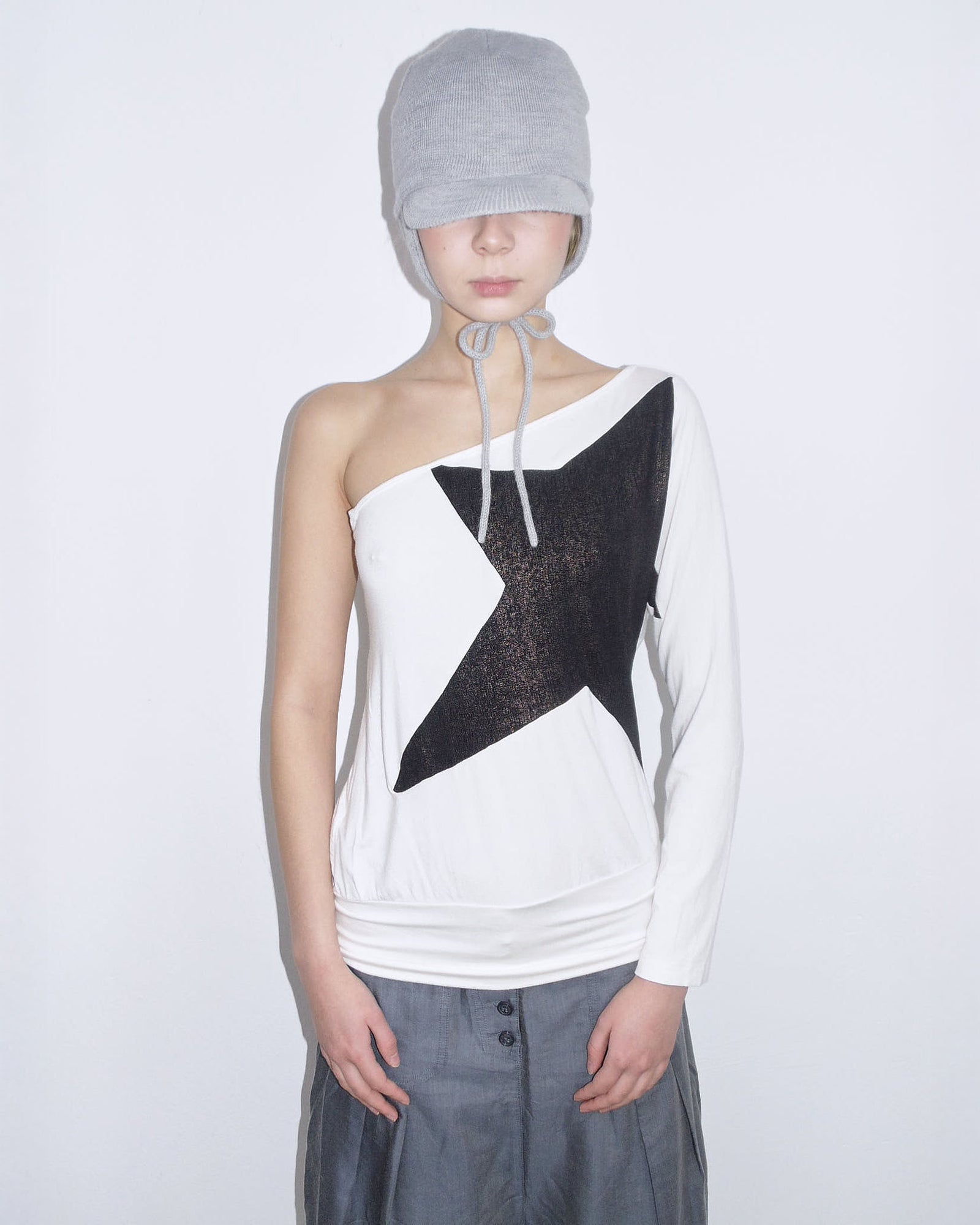 one shoulder star top