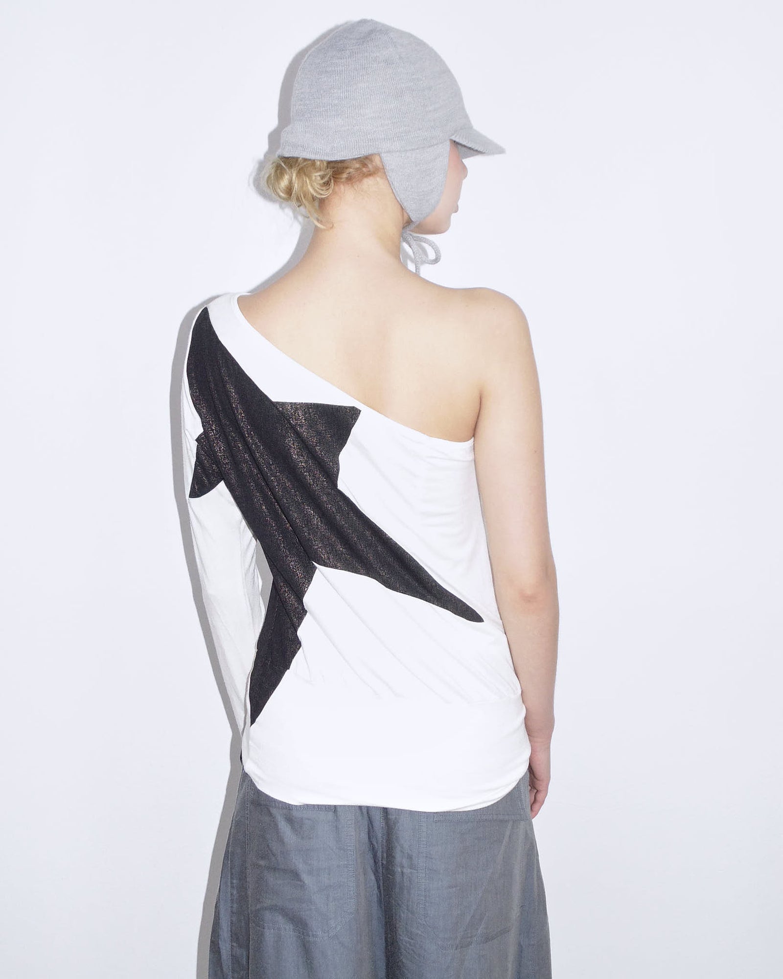 one shoulder star top