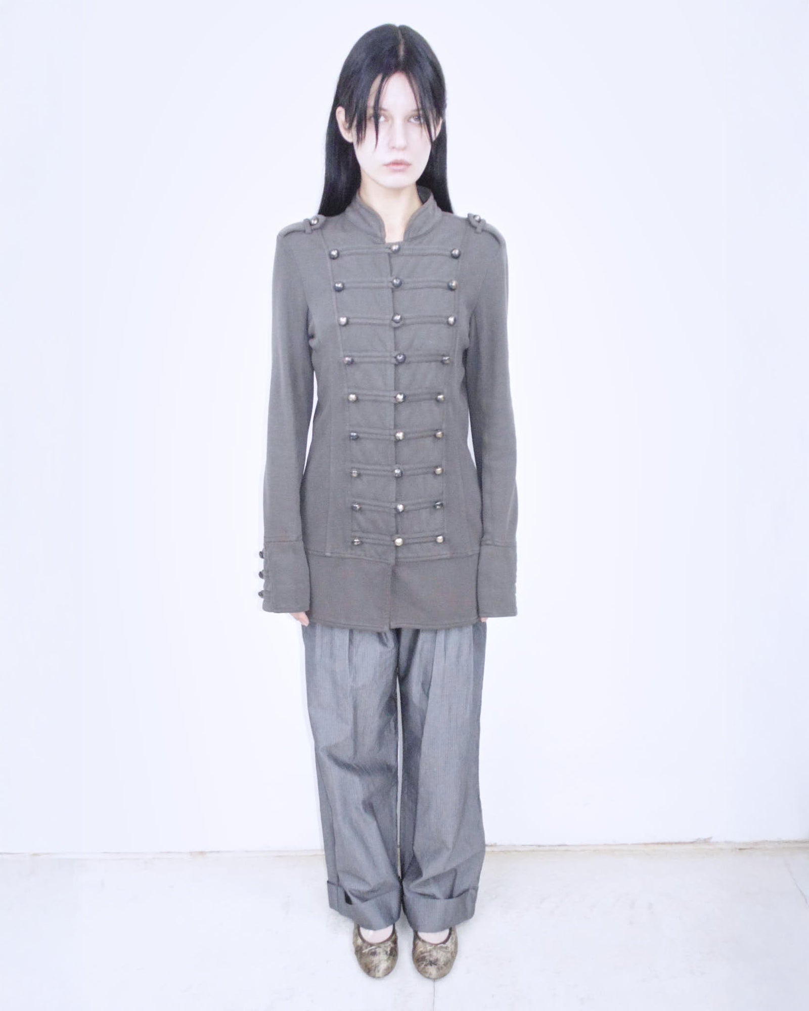 oversized dove gray cotton napoleon jacket