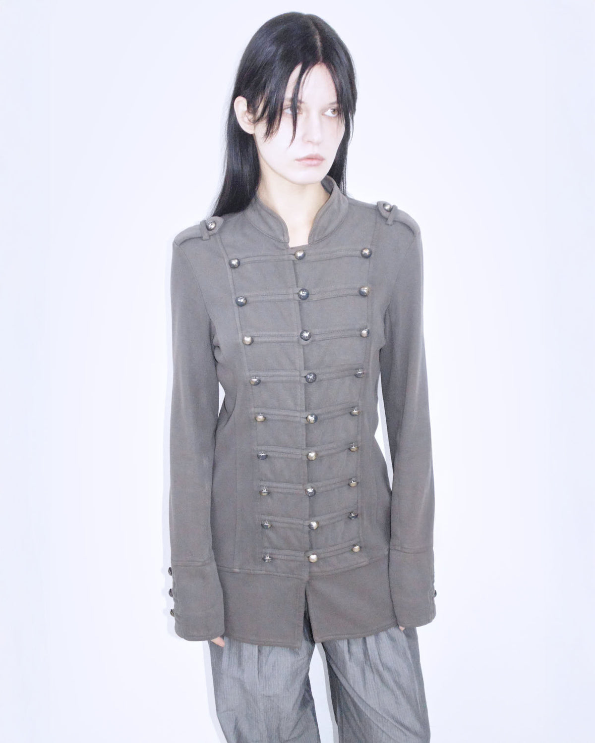 oversized dove gray cotton napoleon jacket