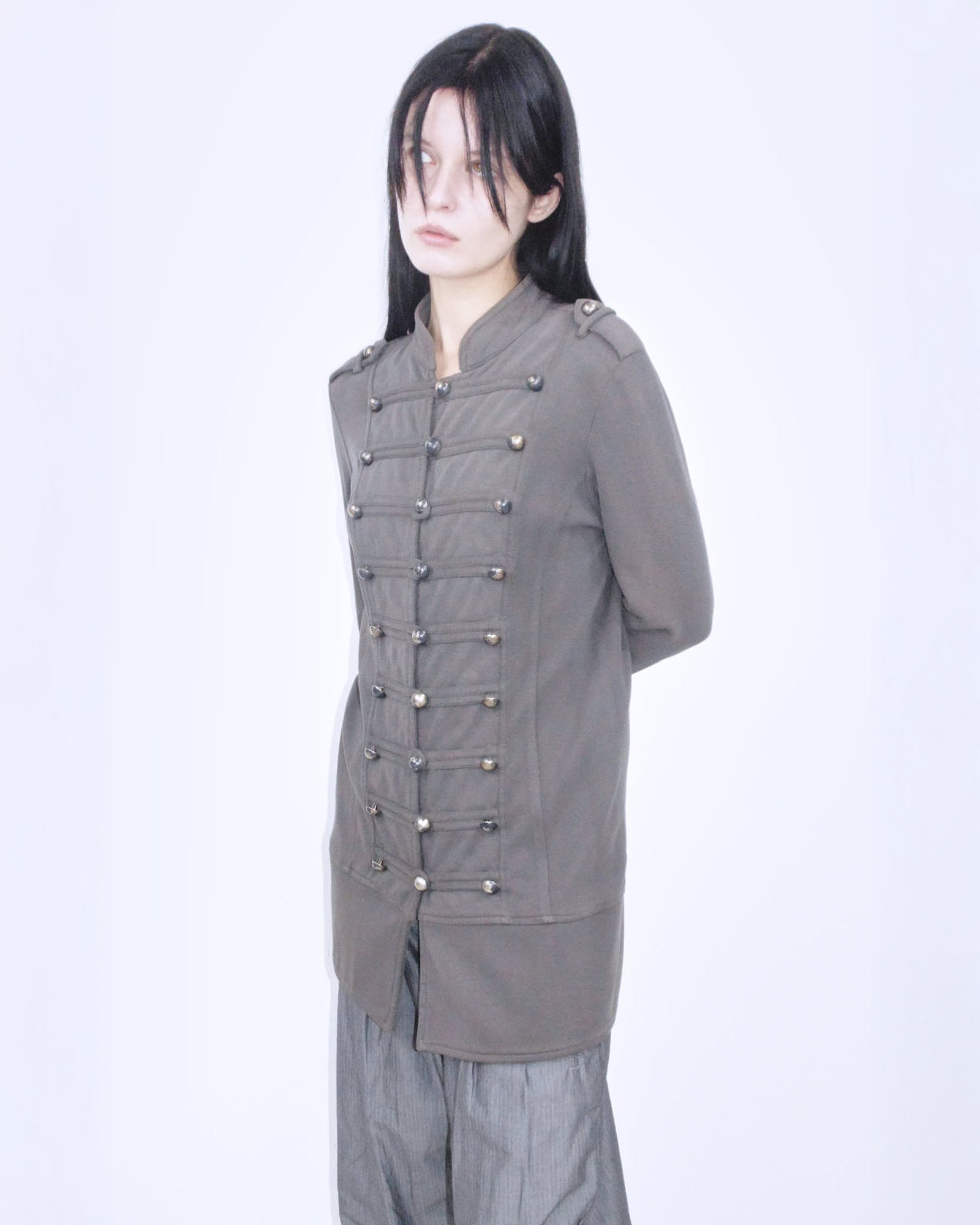 oversized dove gray cotton napoleon jacket