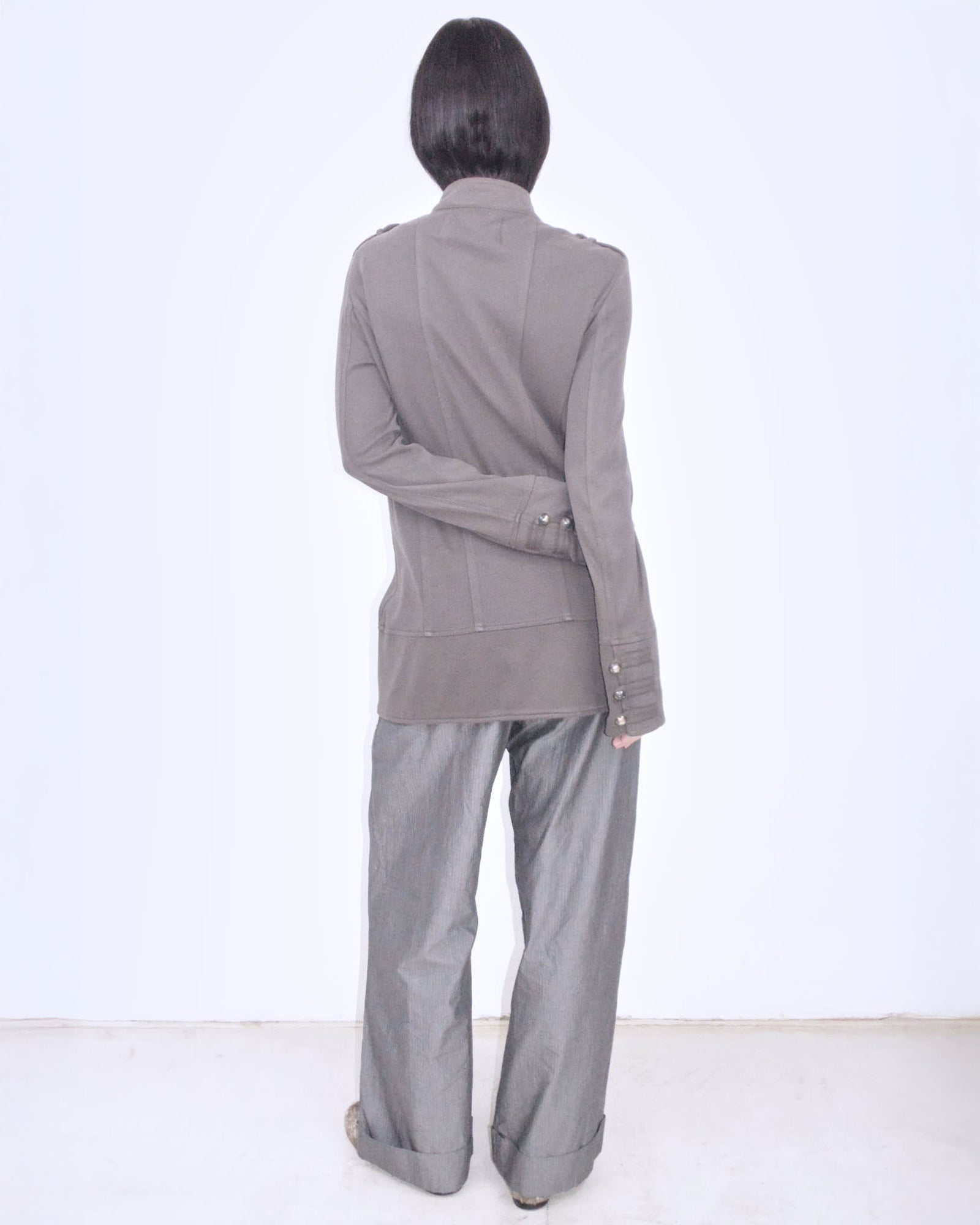 oversized dove gray cotton napoleon jacket