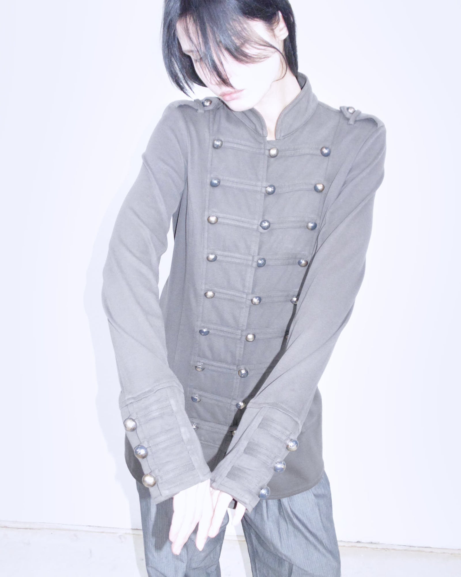 oversized dove gray cotton napoleon jacket