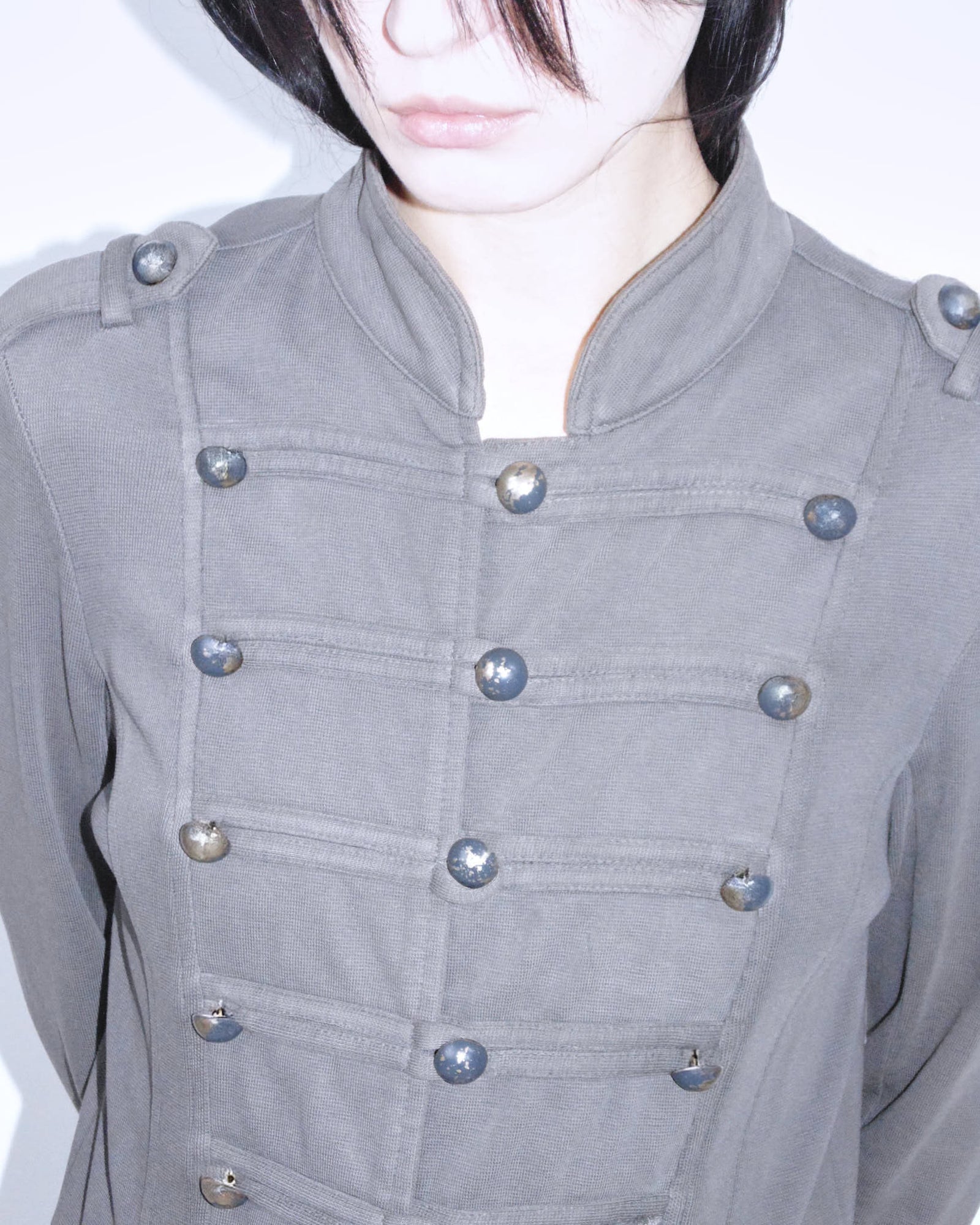 oversized dove gray cotton napoleon jacket