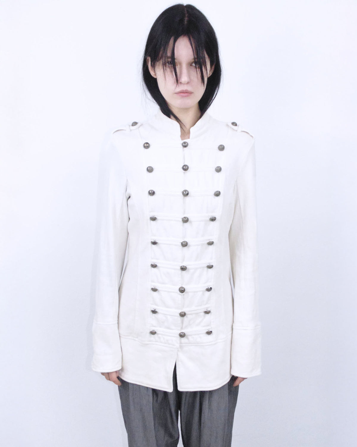 oversized white cotton napoleon jacket
