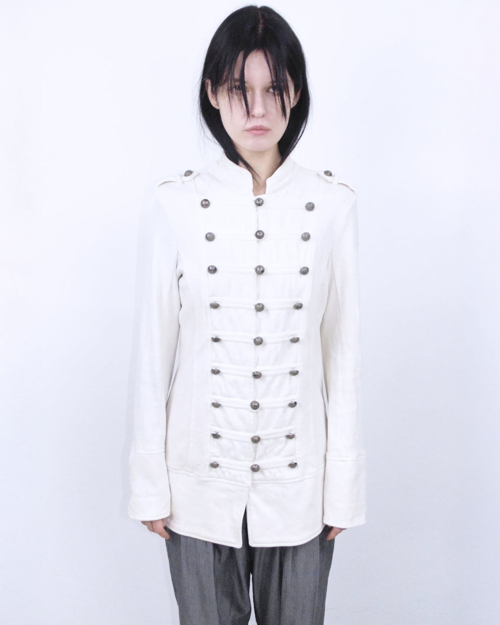 oversized white cotton napoleon jacket