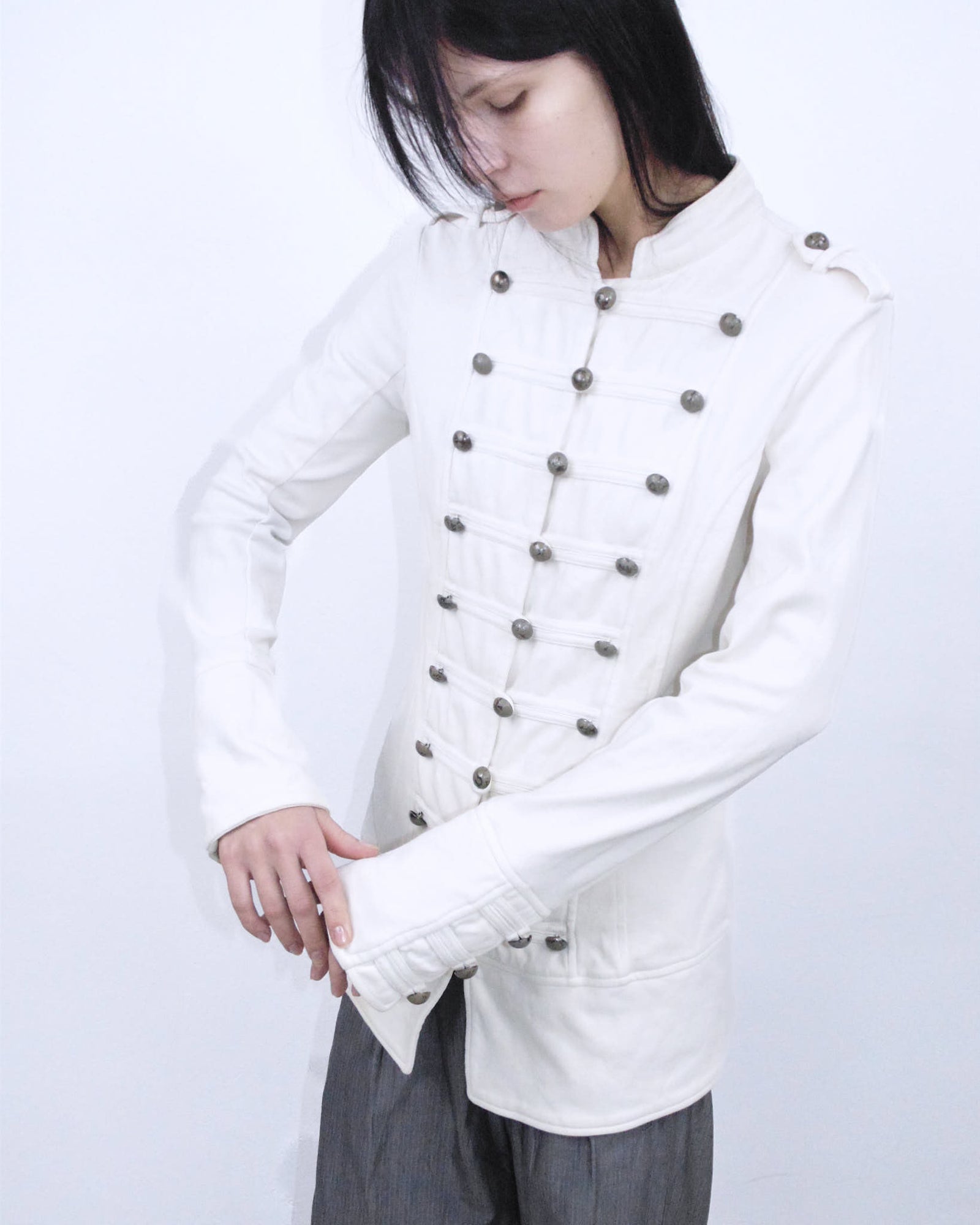 oversized white cotton napoleon jacket