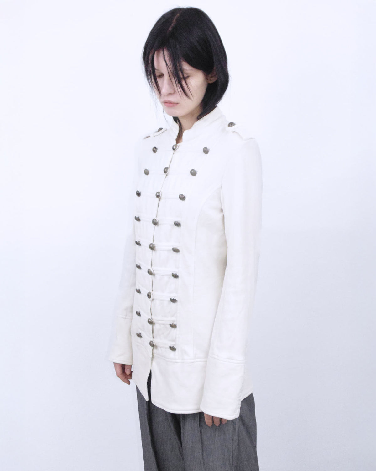 oversized white cotton napoleon jacket