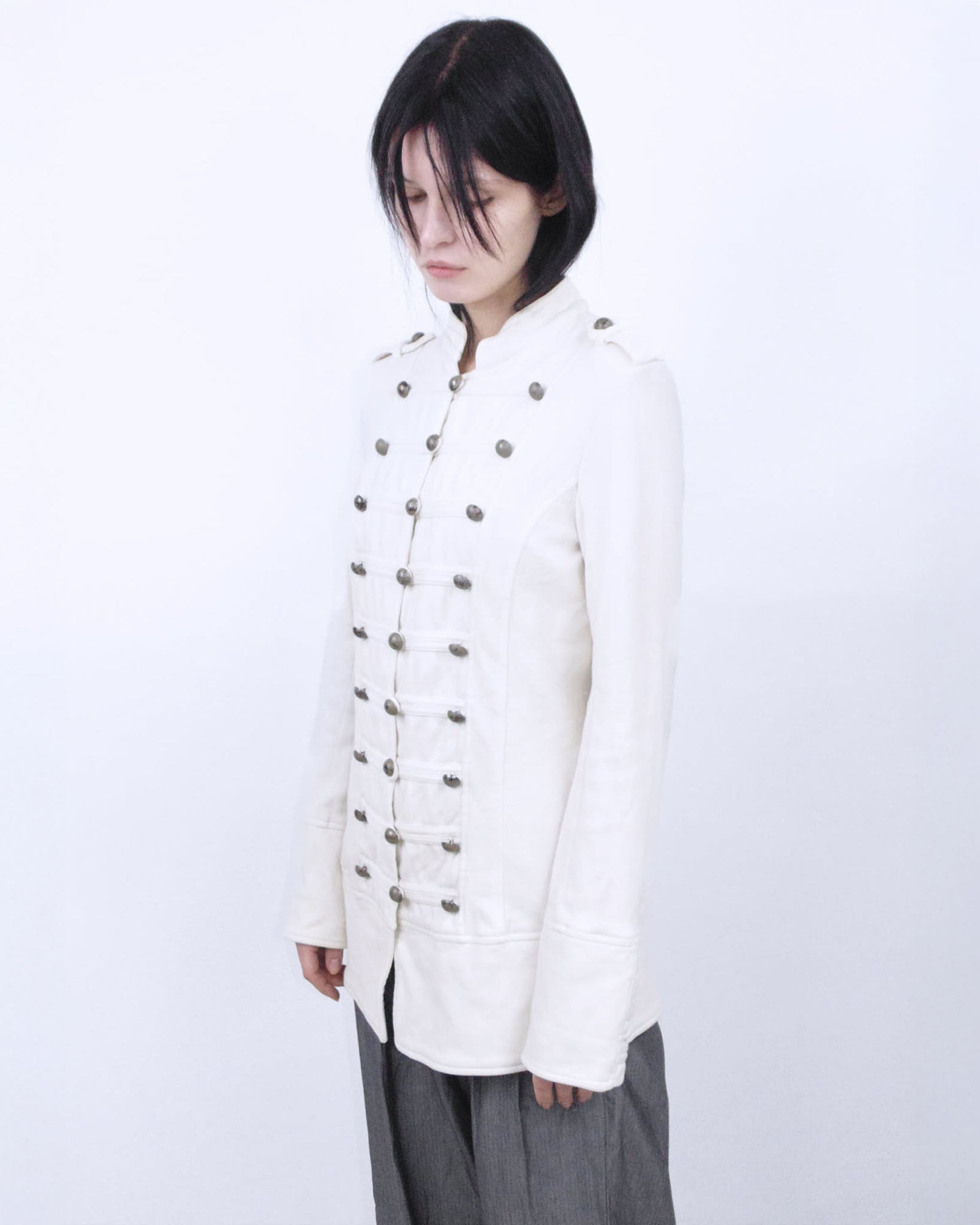 oversized white cotton napoleon jacket