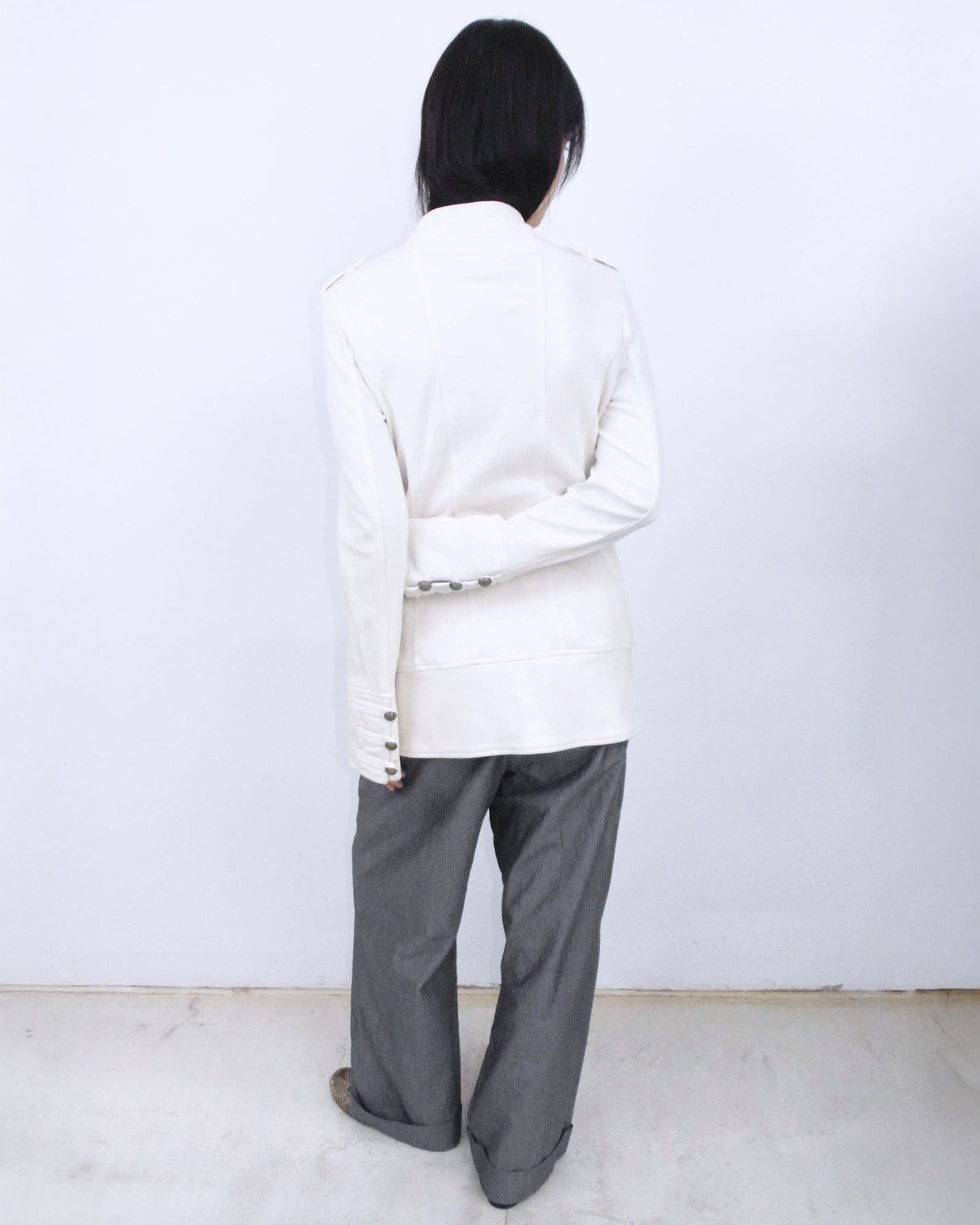 oversized white cotton napoleon jacket