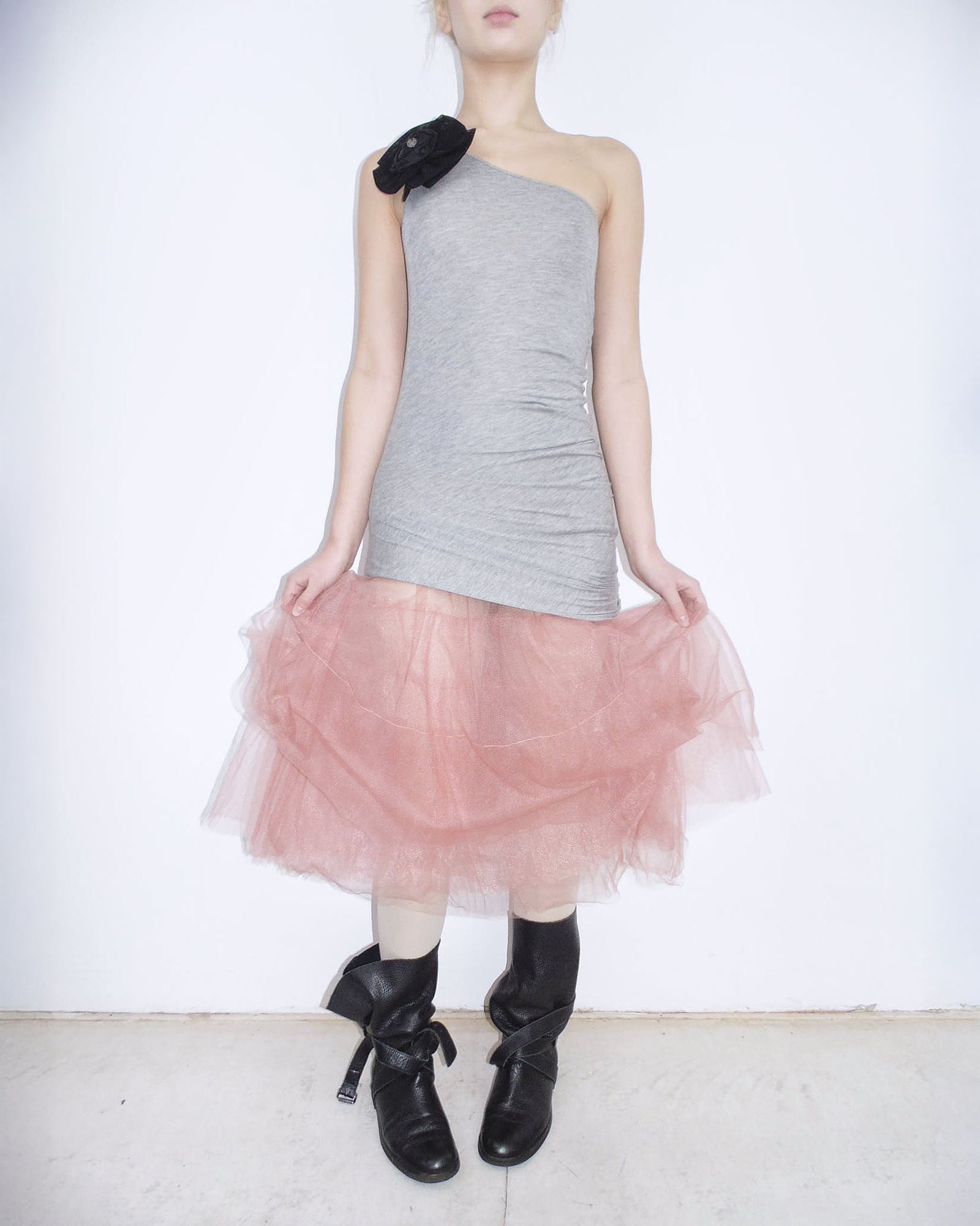 peach pink tutu midi skirt