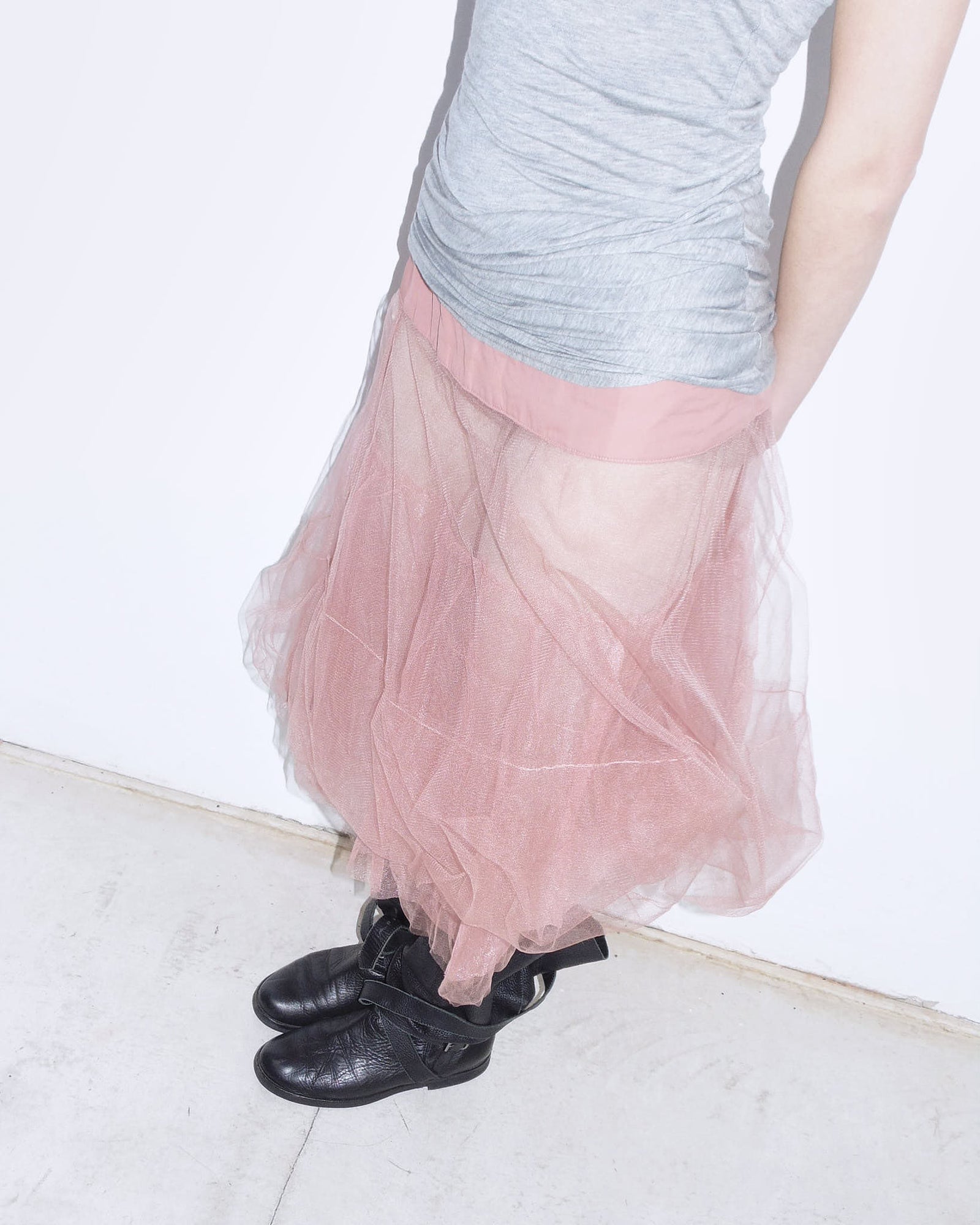 peach pink tutu midi skirt