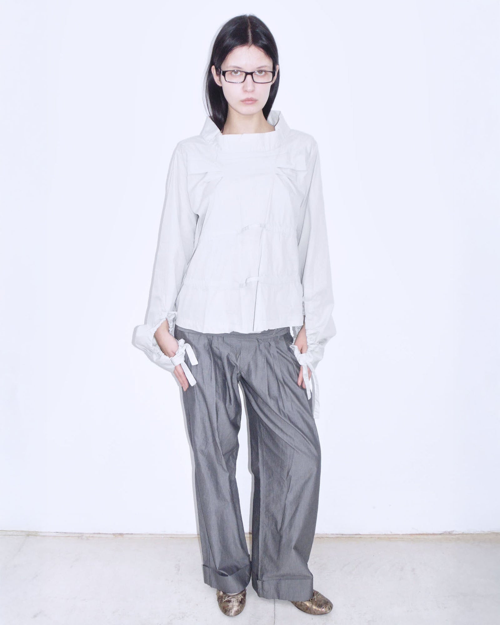 pearl gray adjustable oversized shirt