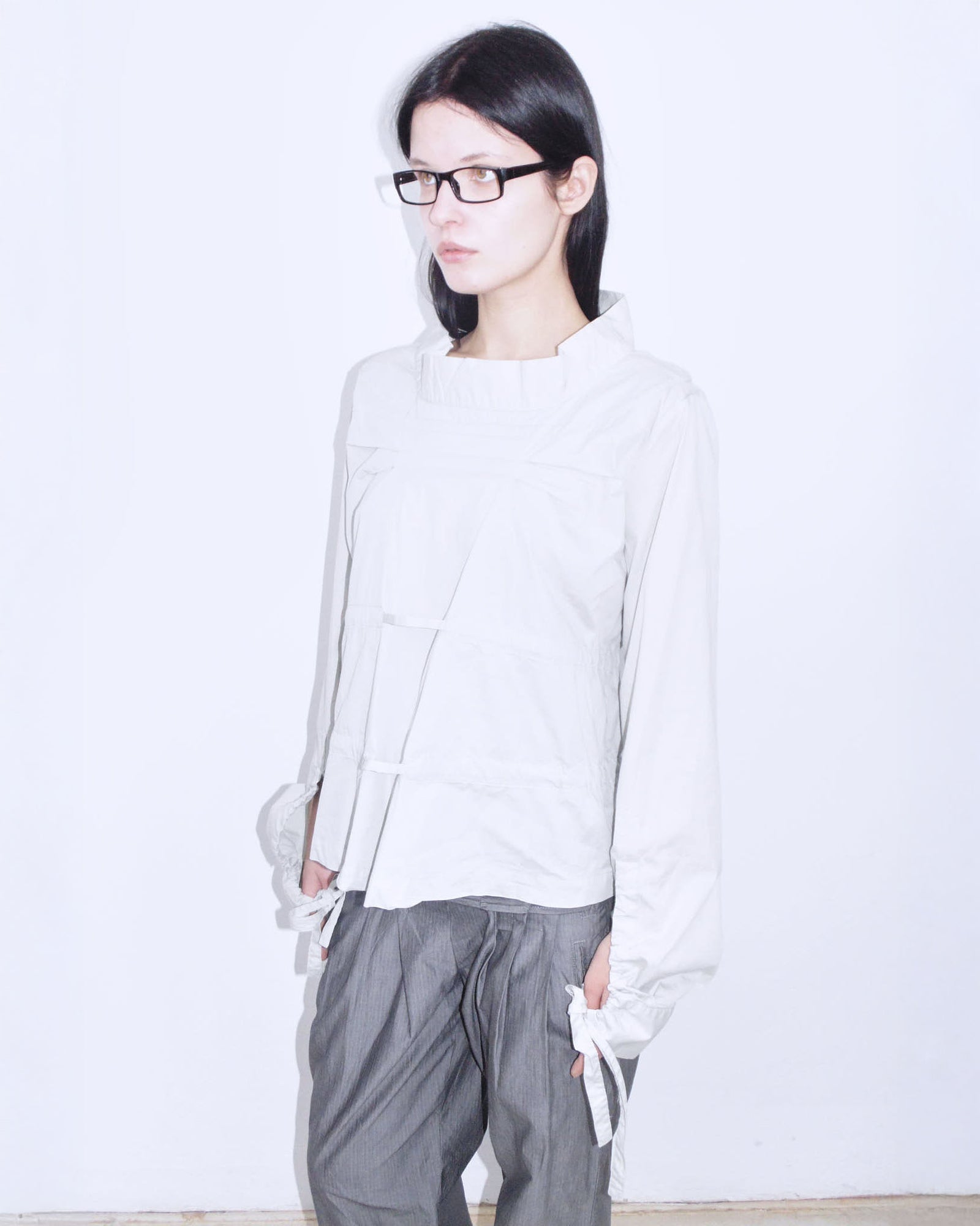 pearl gray adjustable oversized shirt