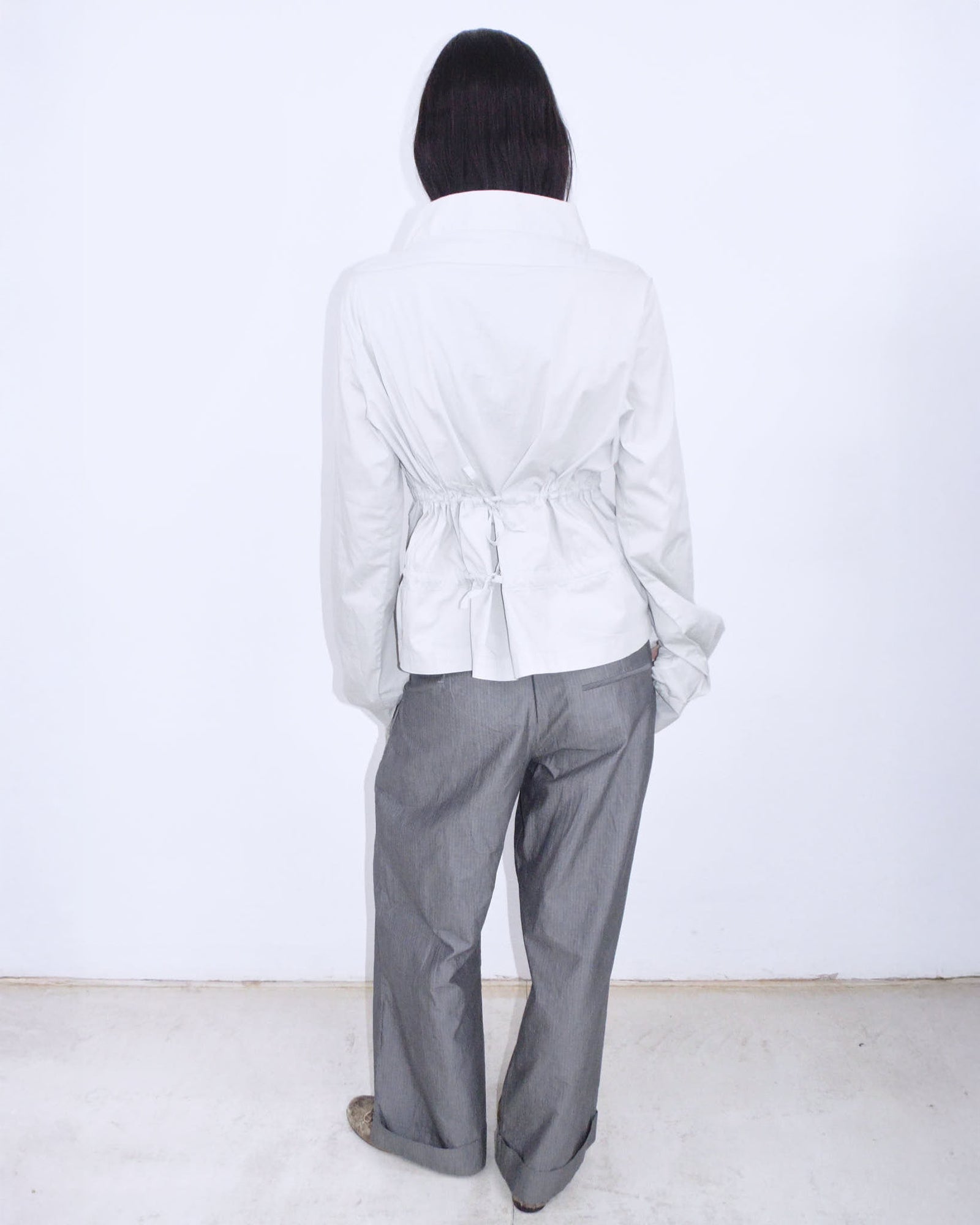 pearl gray adjustable oversized shirt