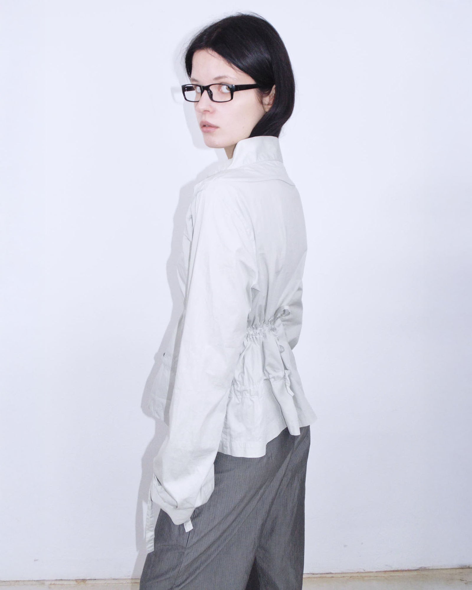 pearl gray adjustable oversized shirt