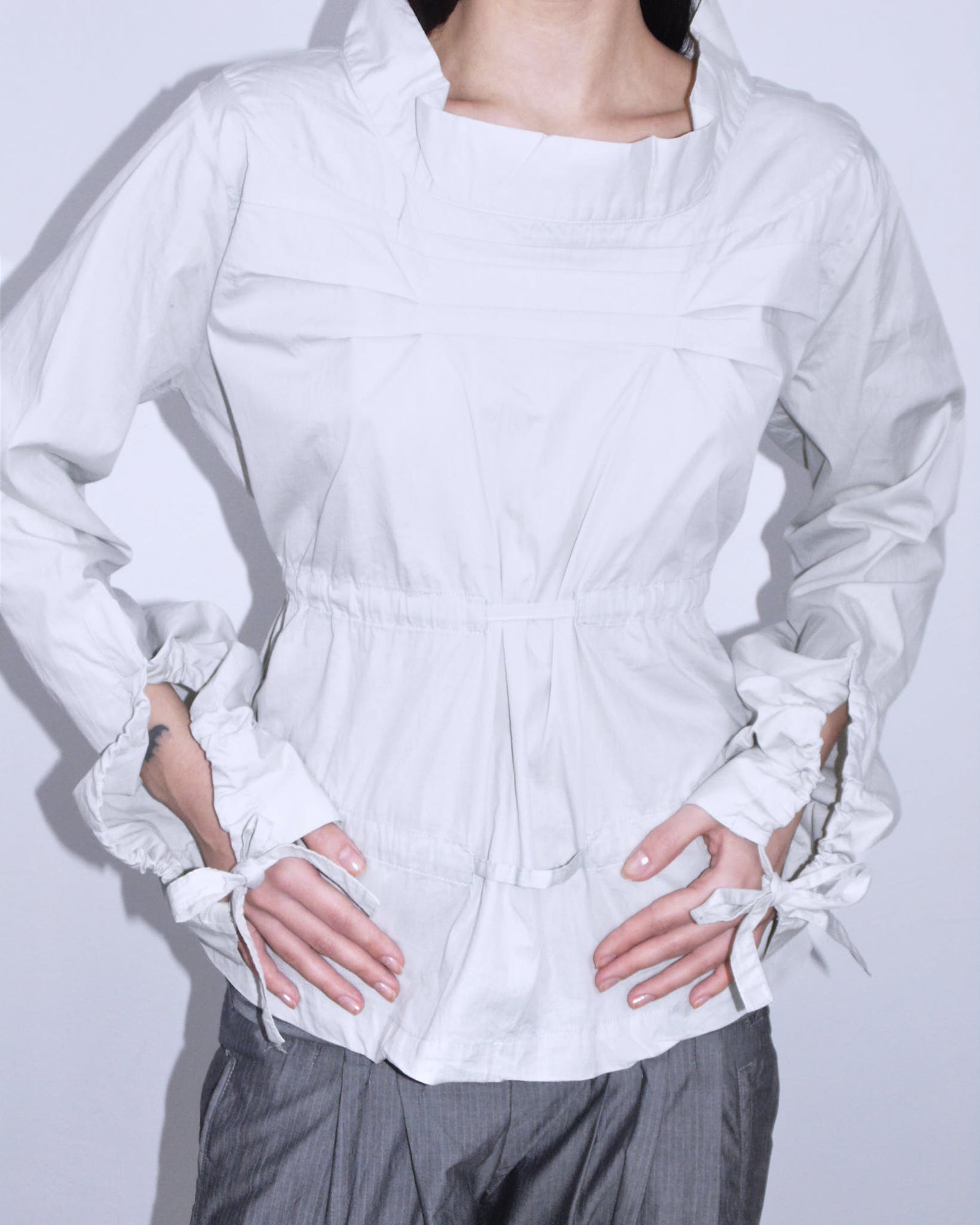 pearl gray adjustable oversized shirt