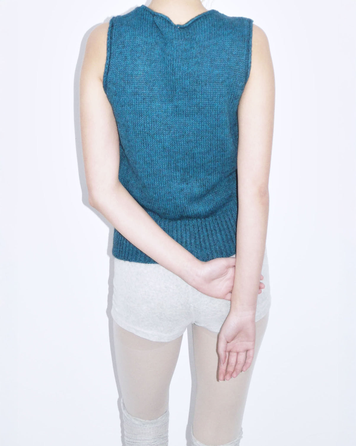 petrol green super low neck vest