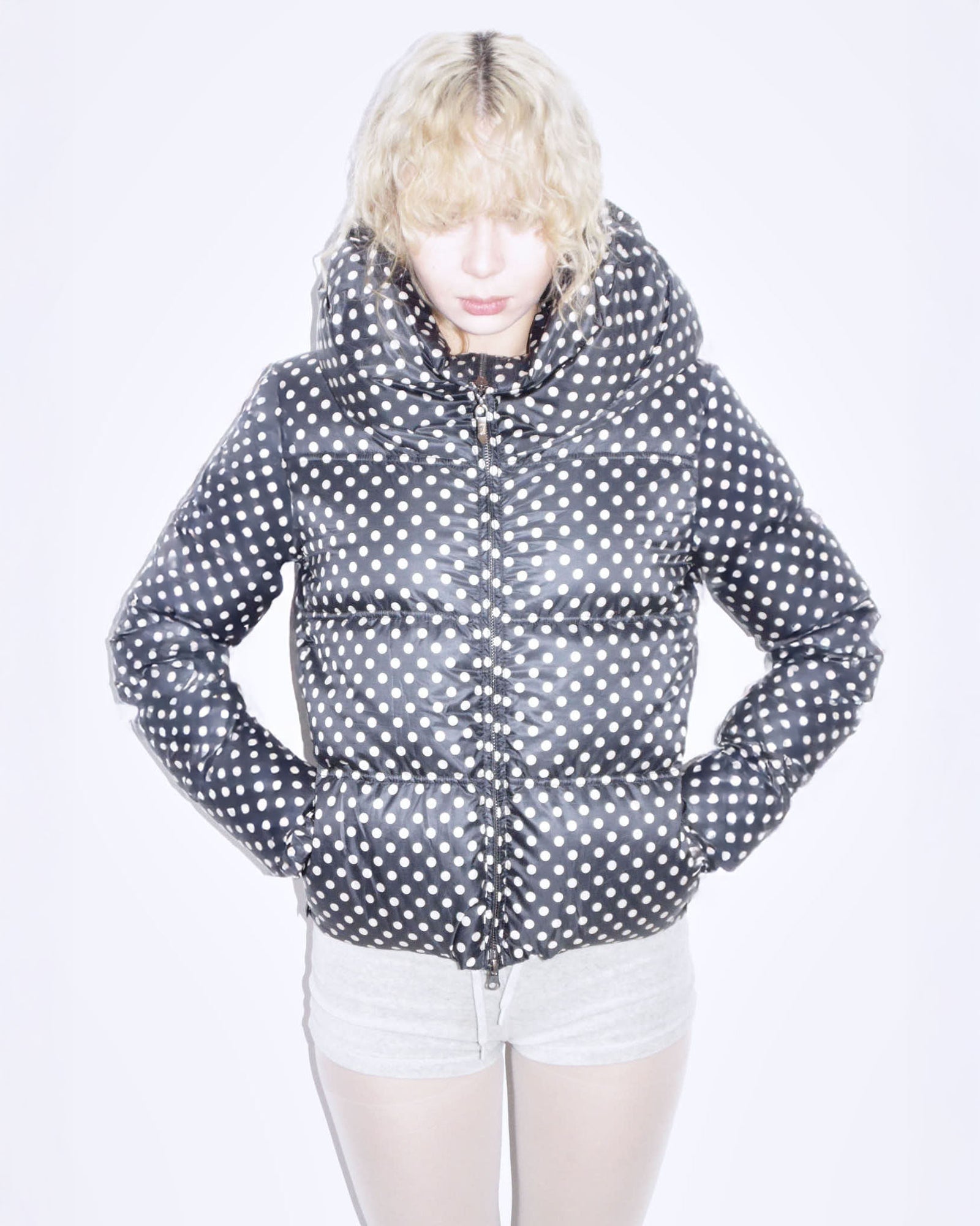 polka dot puffer jacket