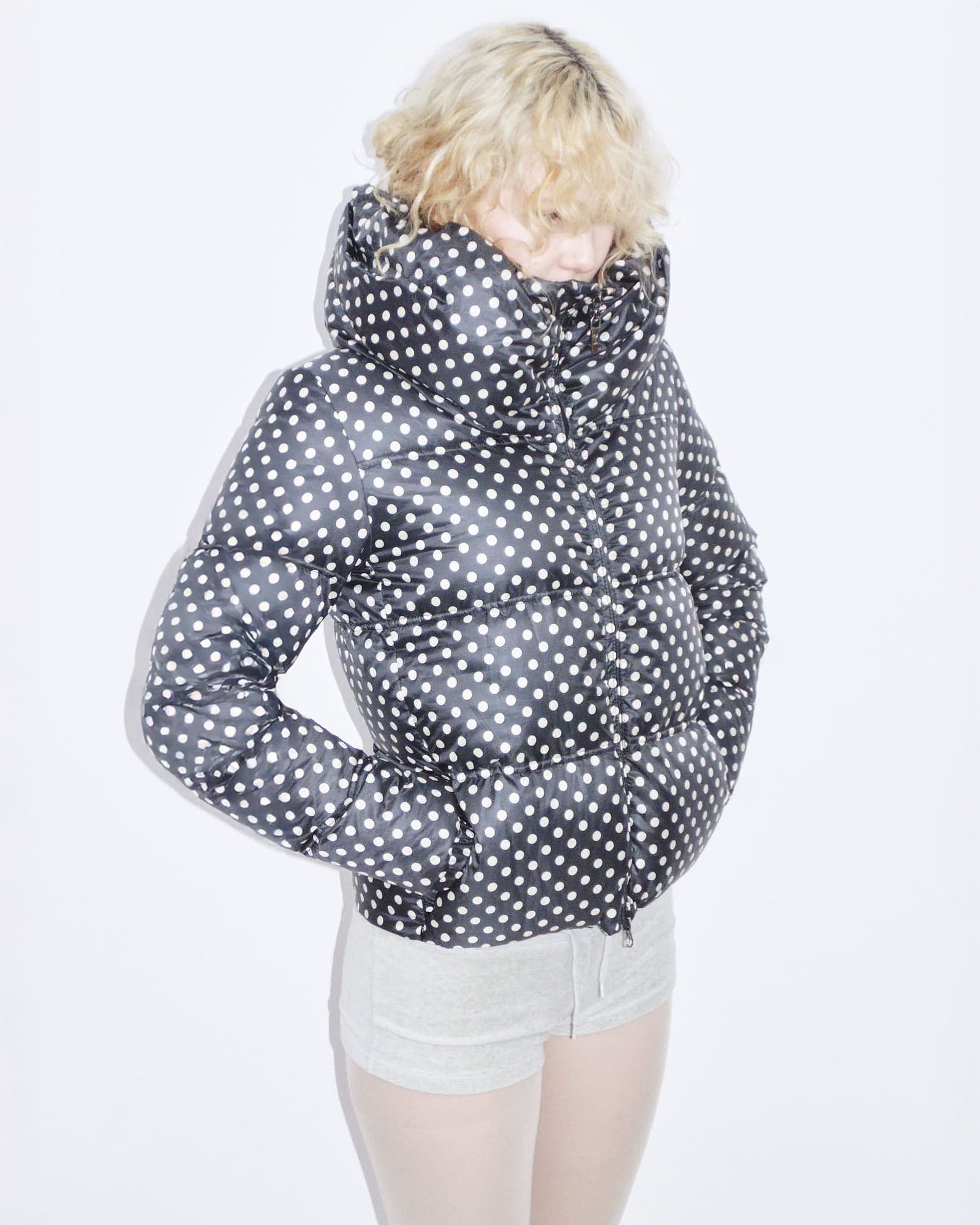 polka dot puffer jacket