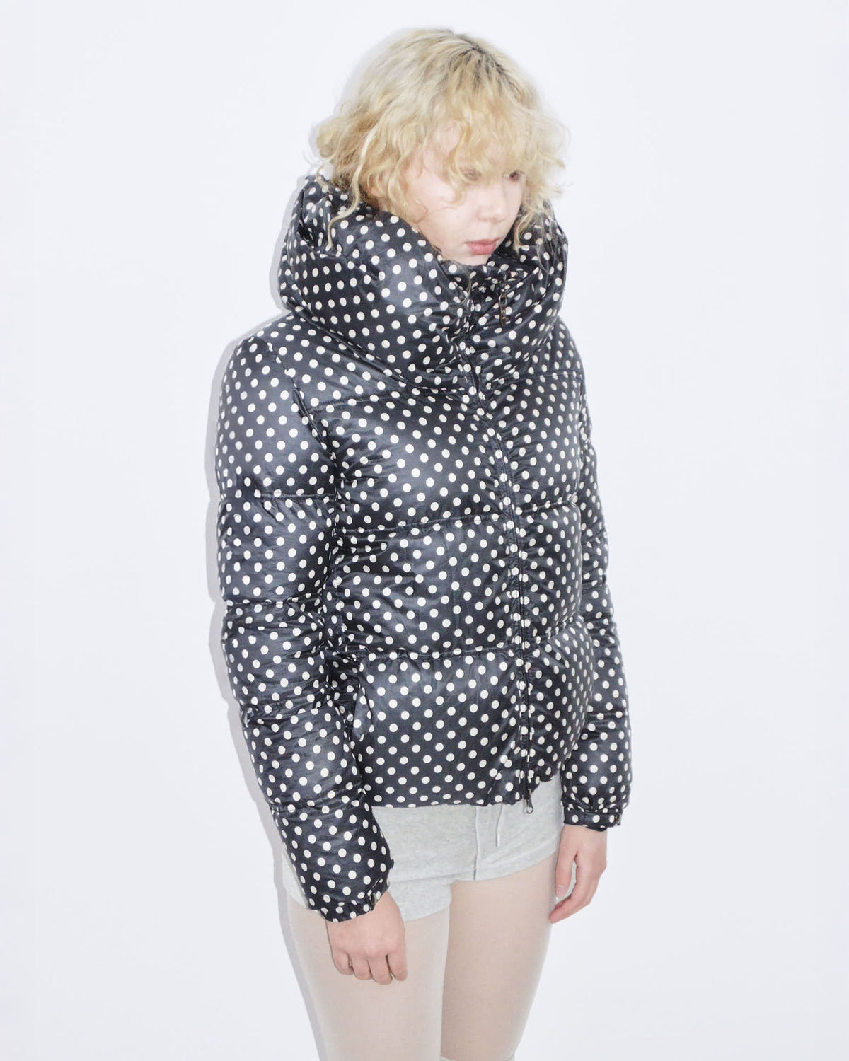 polka dot puffer jacket