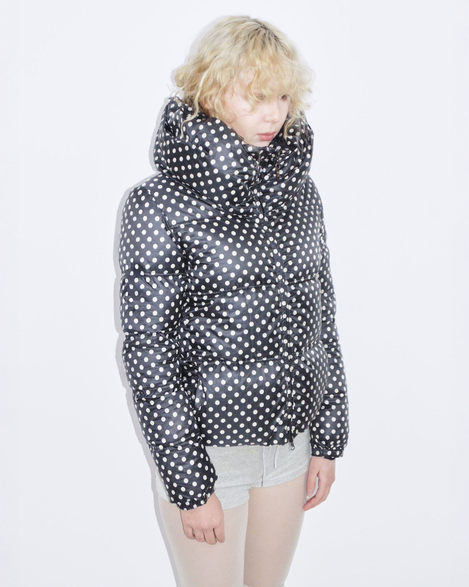 polka dot puffer jacket