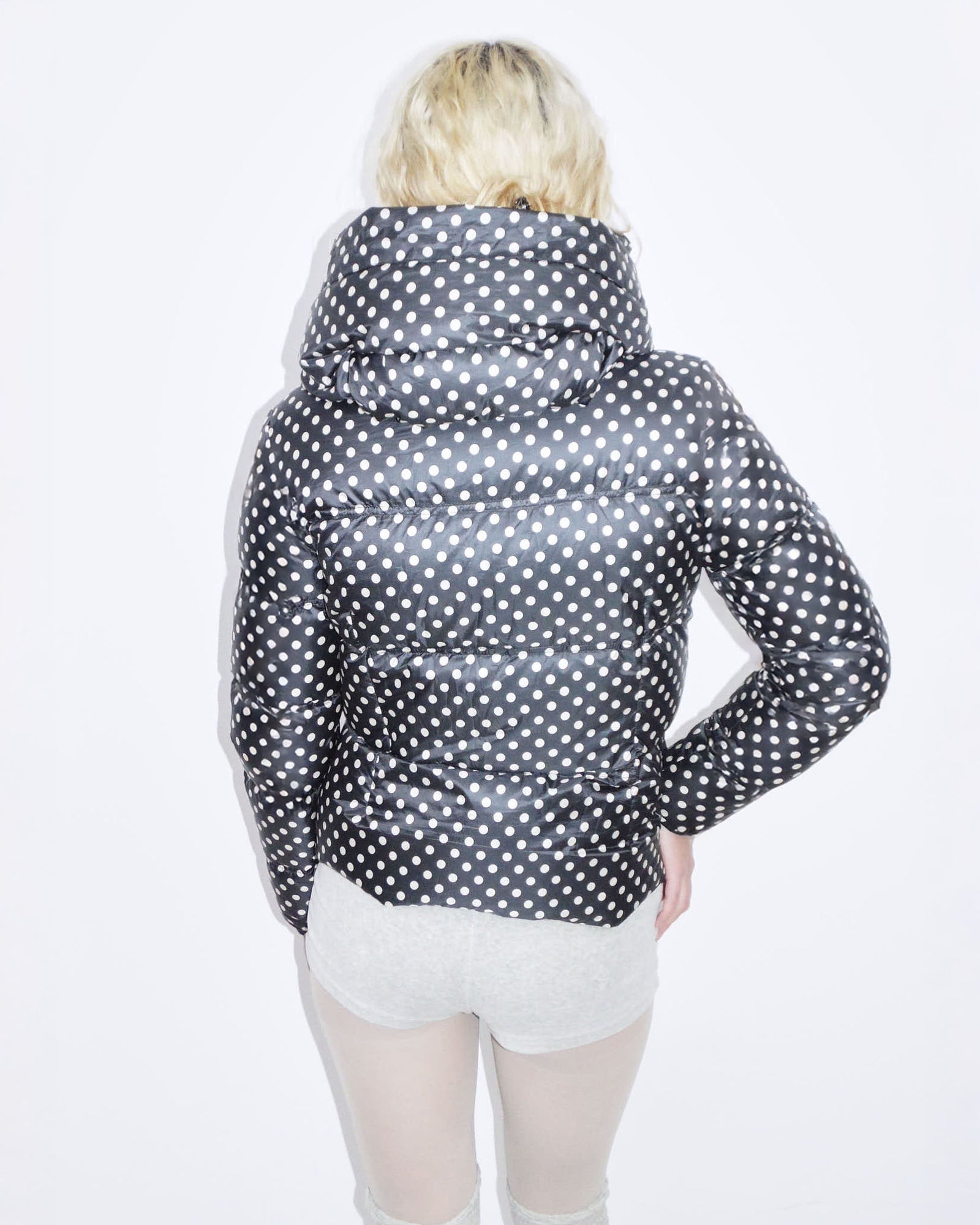 polka dot puffer jacket