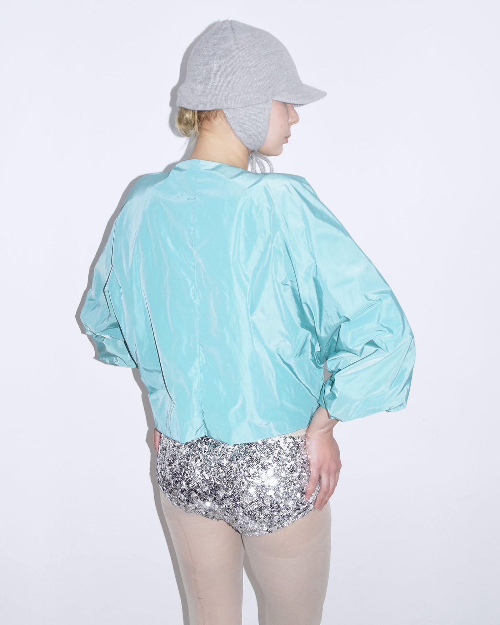 puffed turquoise jacket