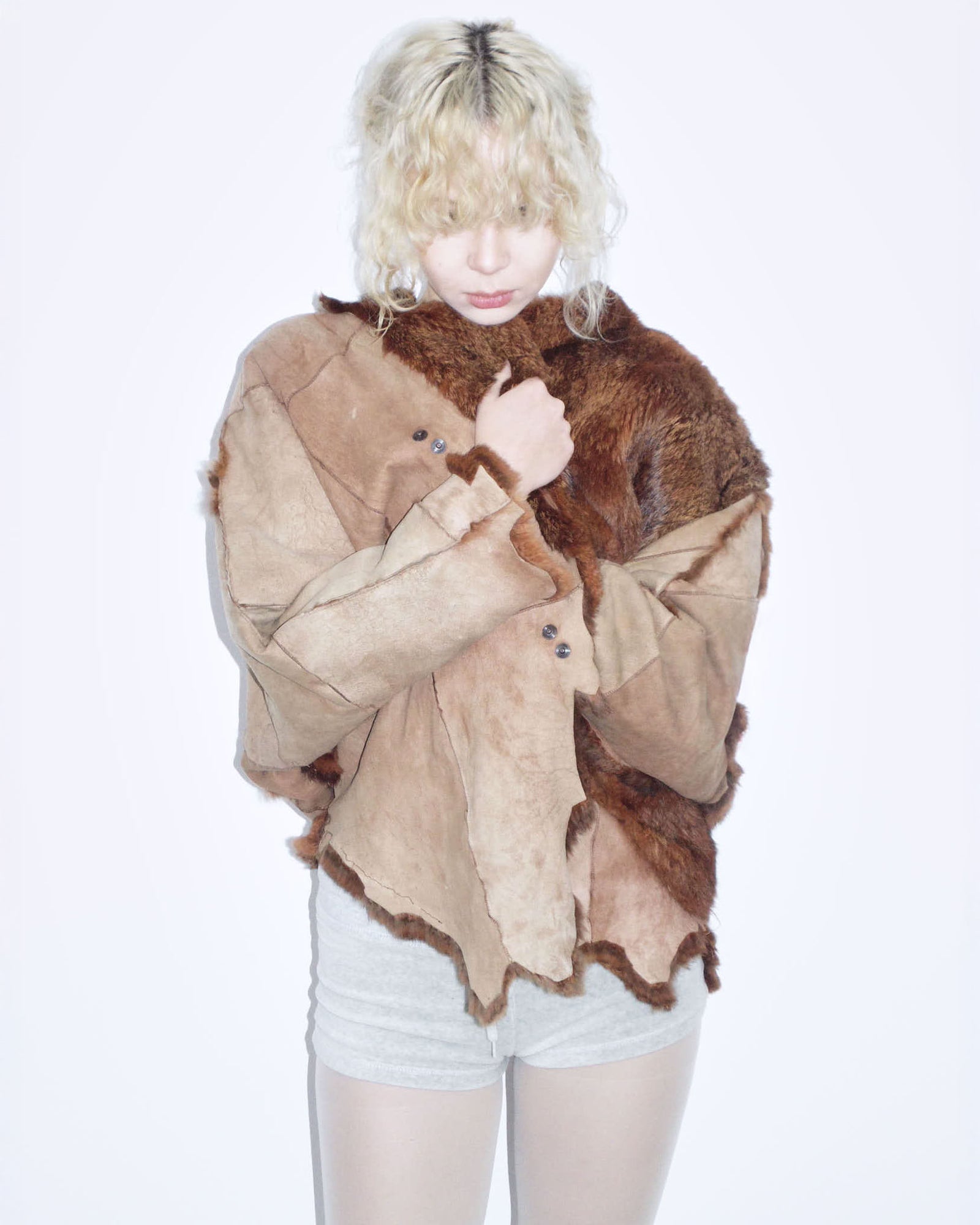 real fur patchwork coat