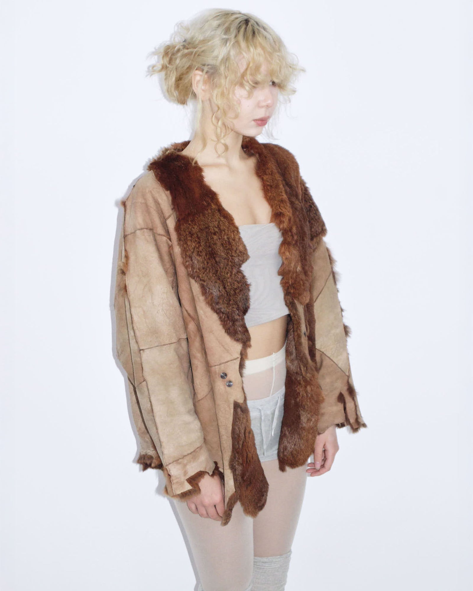 real fur patchwork coat