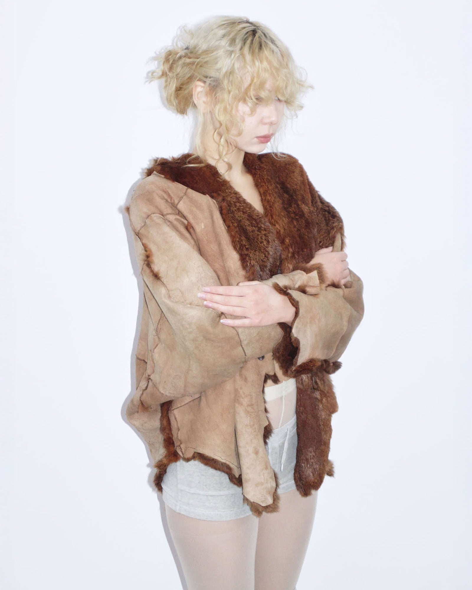 real fur patchwork coat