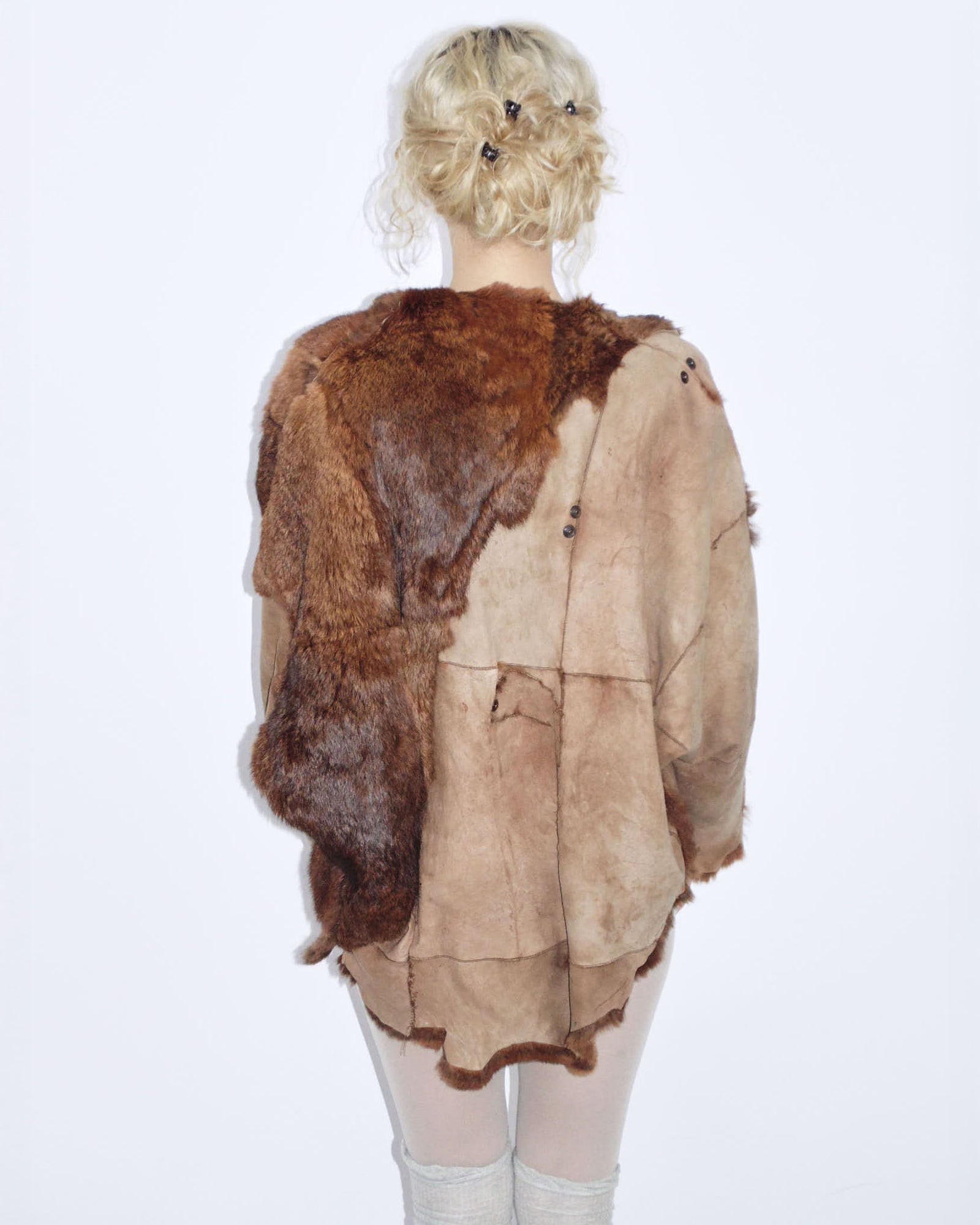 real fur patchwork coat