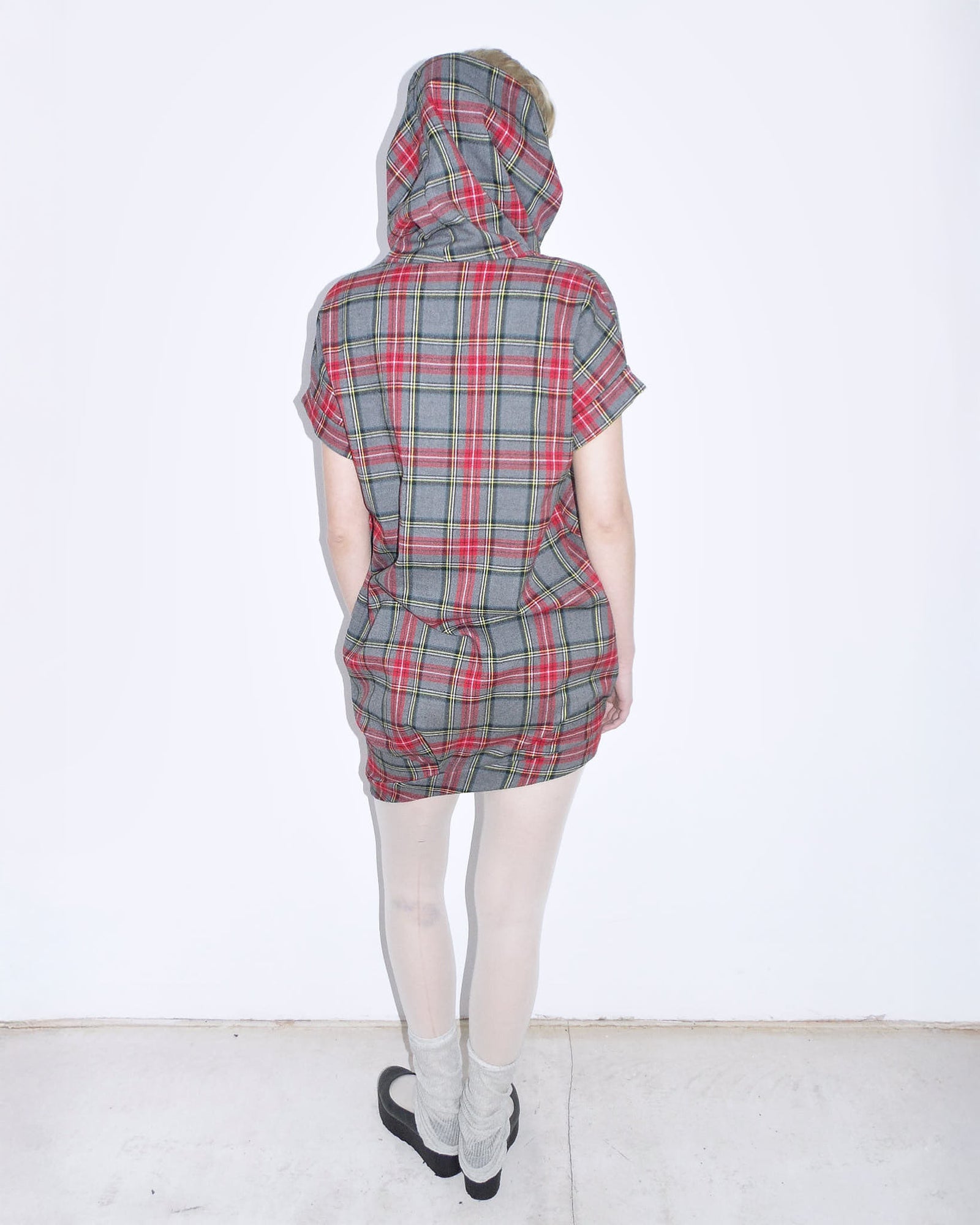 red &amp; gray plaid bubble dress