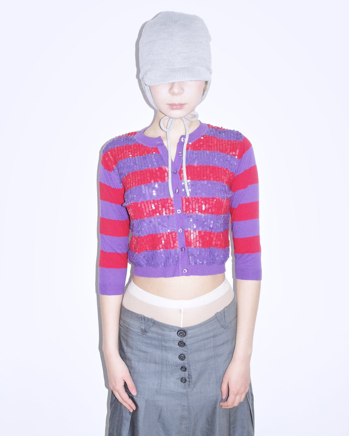 red & purple mini cardigan