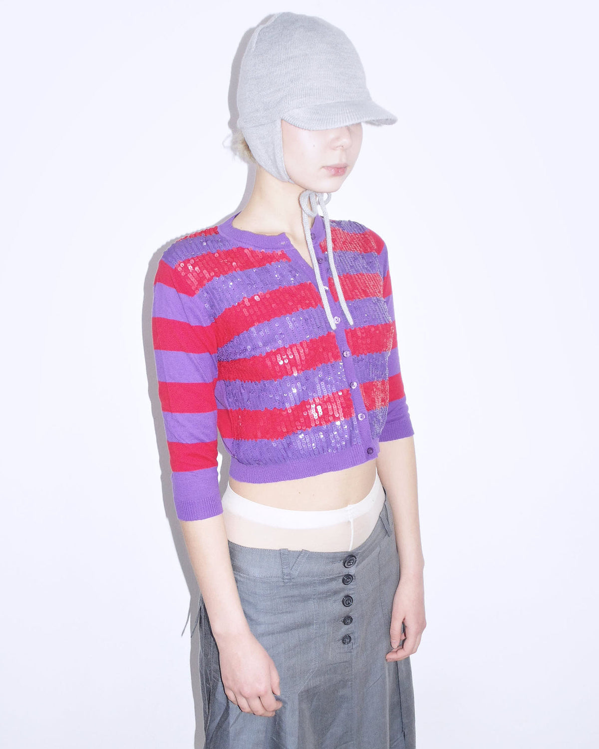 red & purple mini cardigan