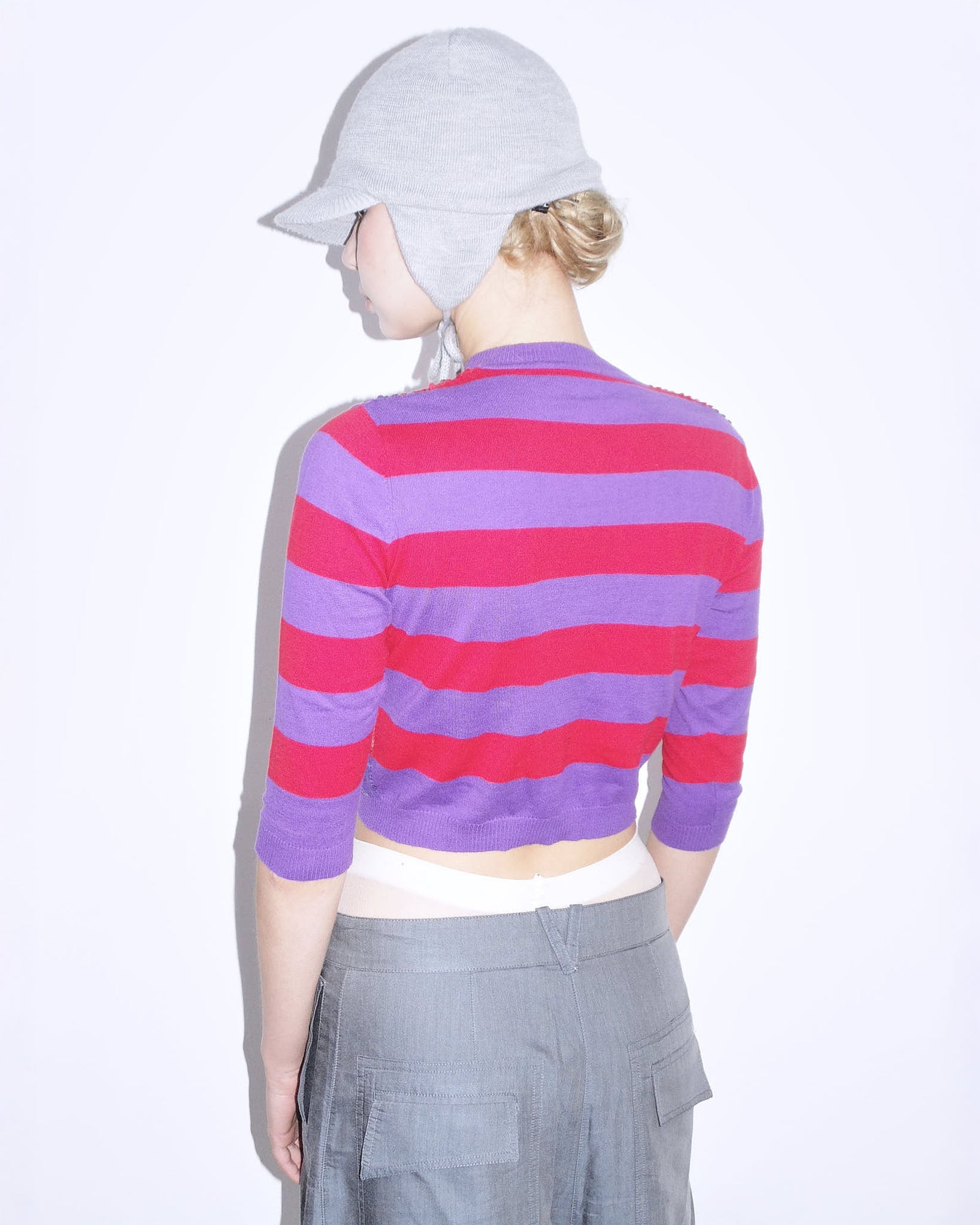 red & purple mini cardigan