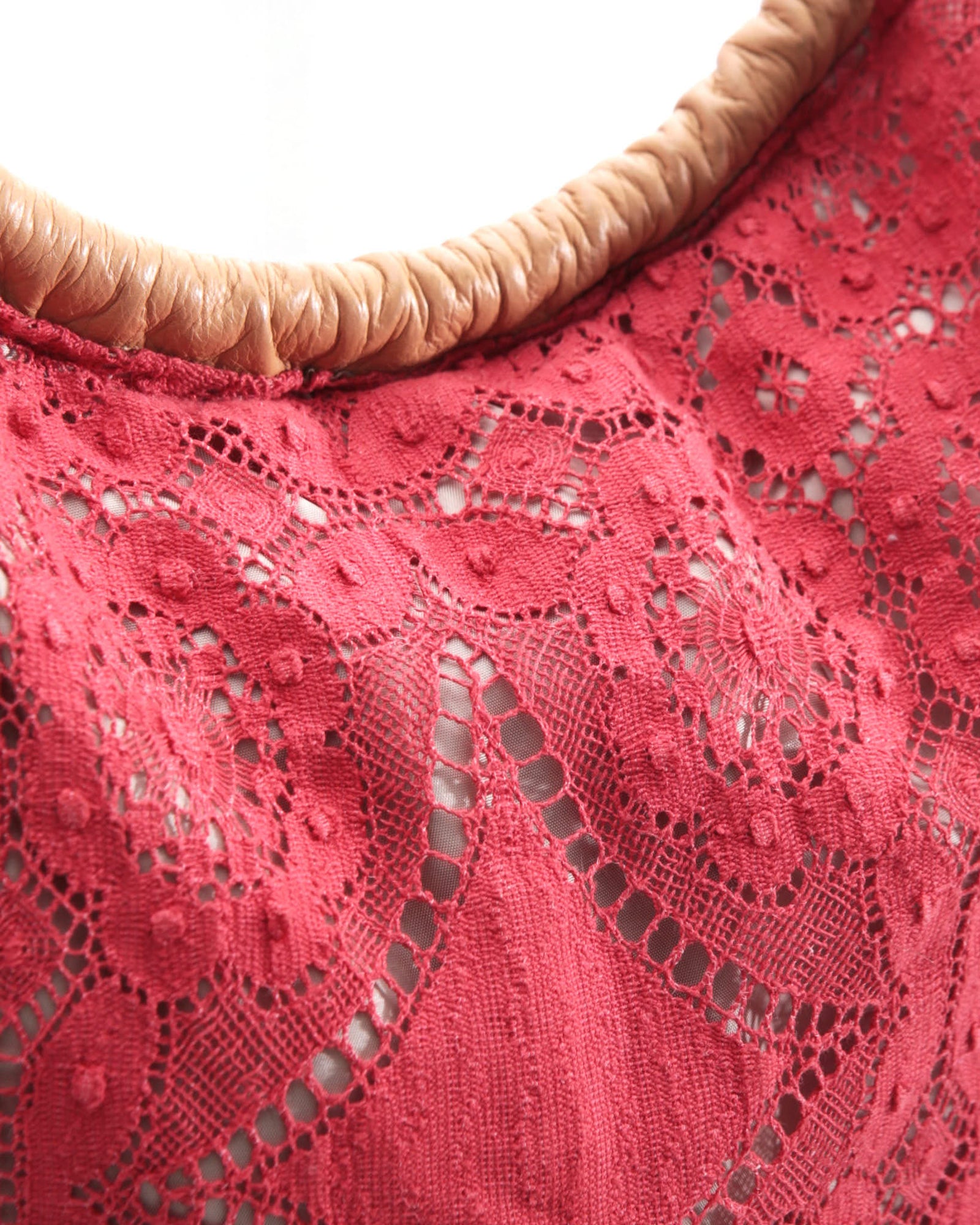 red lace handle bag