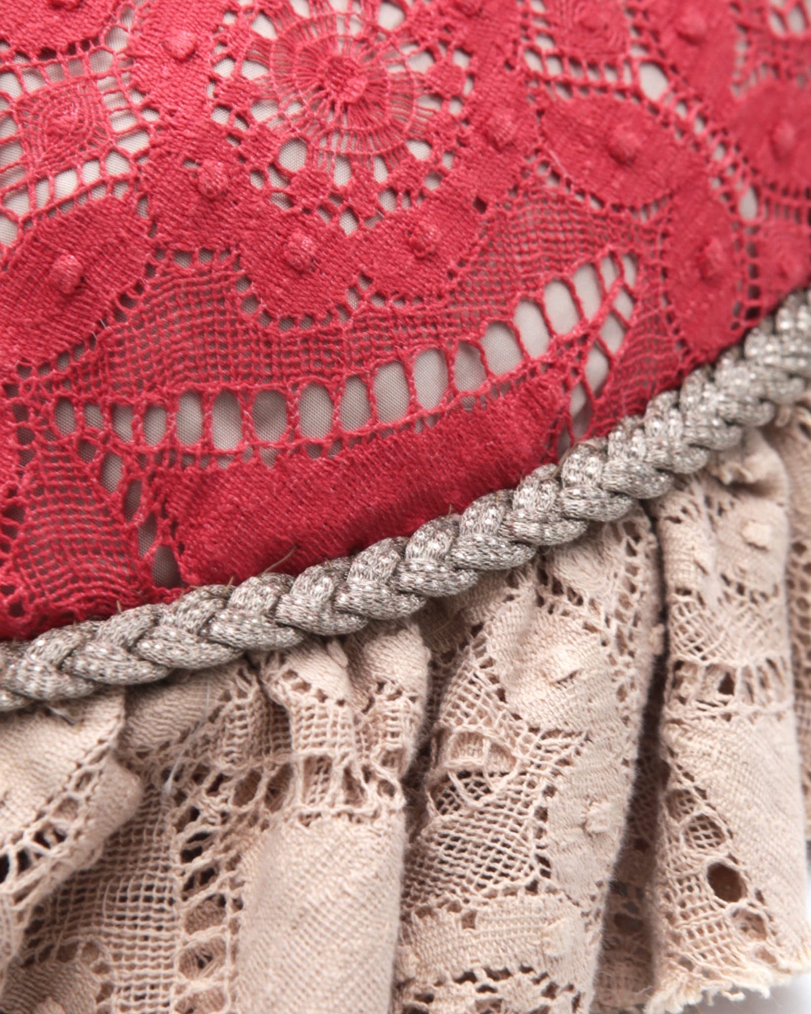 red lace handle bag