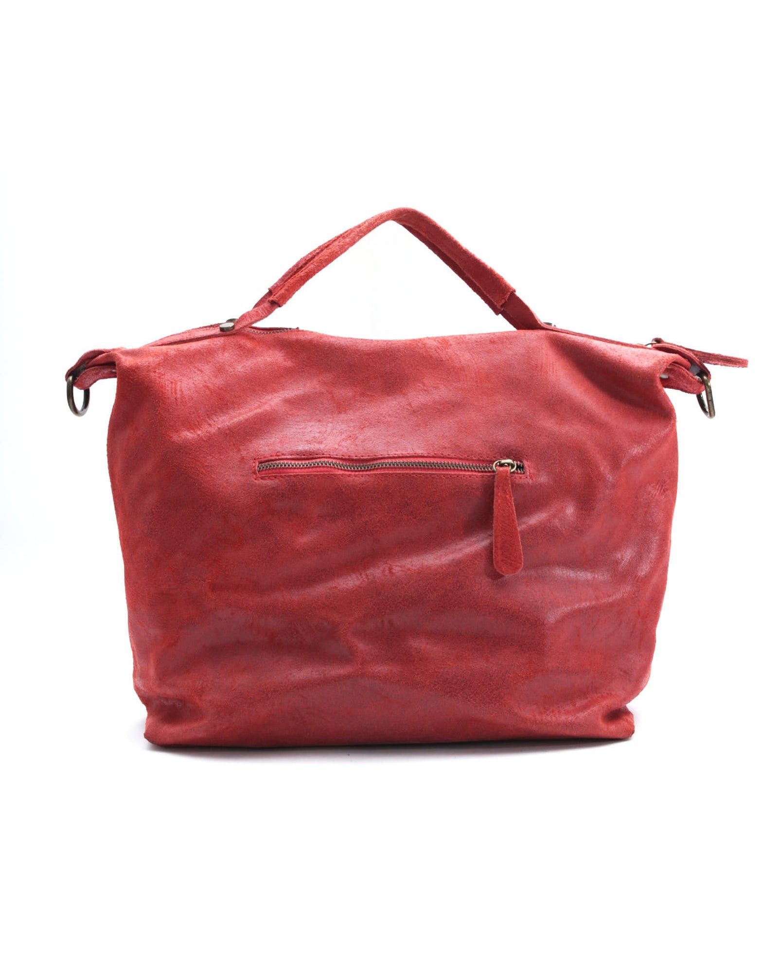 red studded leather tote bag