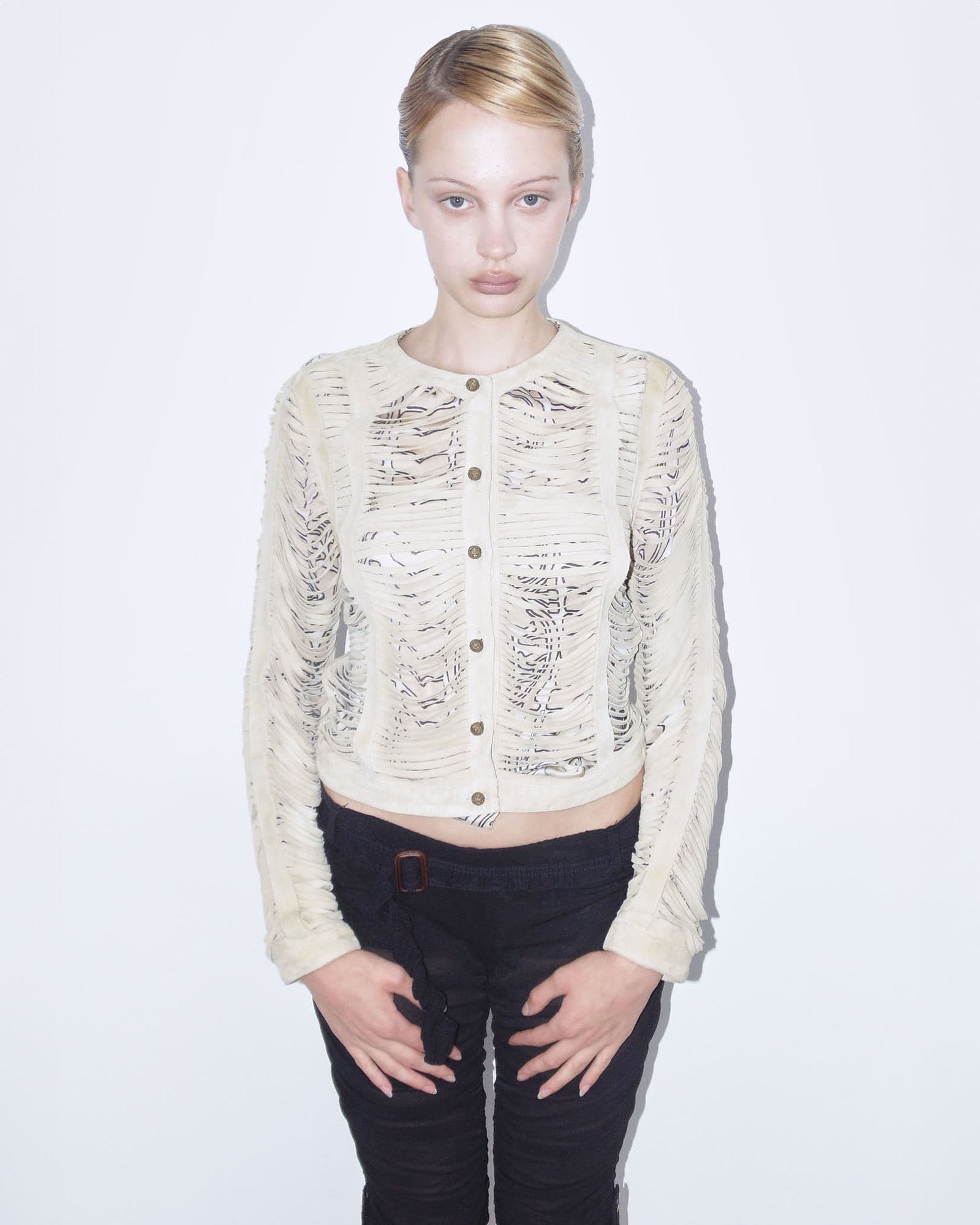 genuine leather and pure silk double layer jacket