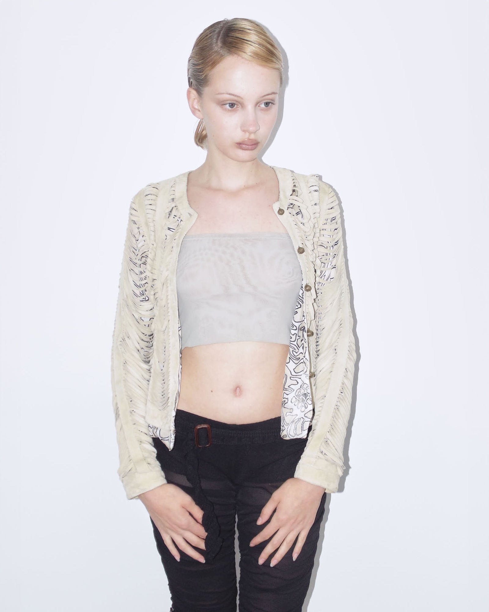 genuine leather and pure silk double layer jacket