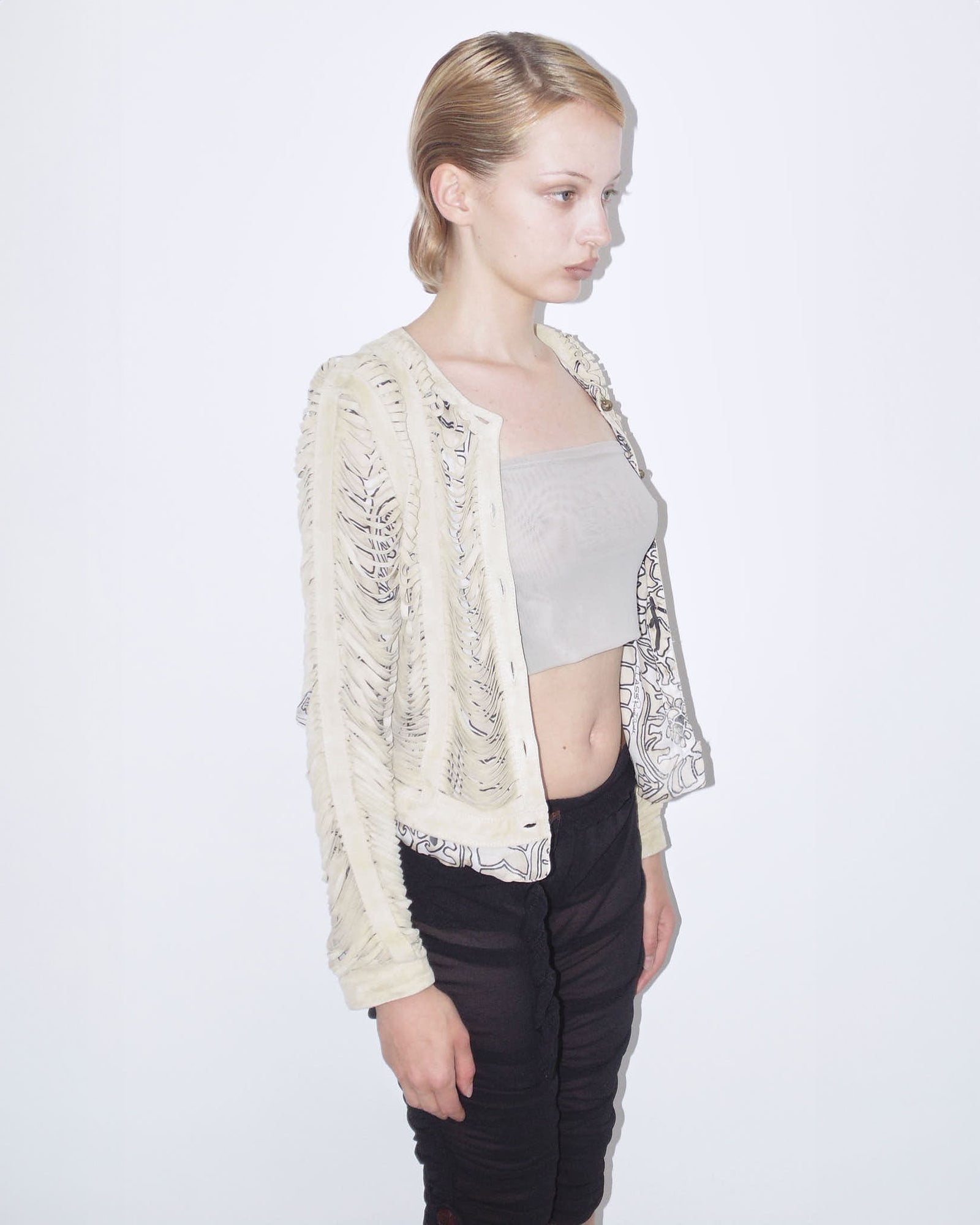 genuine leather and pure silk double layer jacket