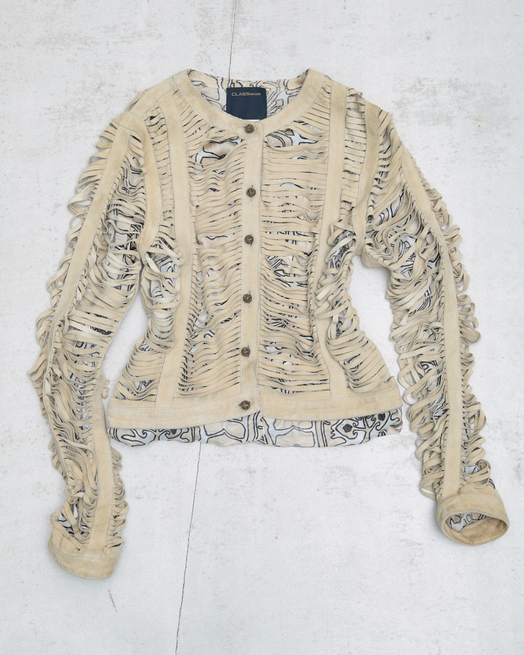 genuine leather and pure silk double layer jacket