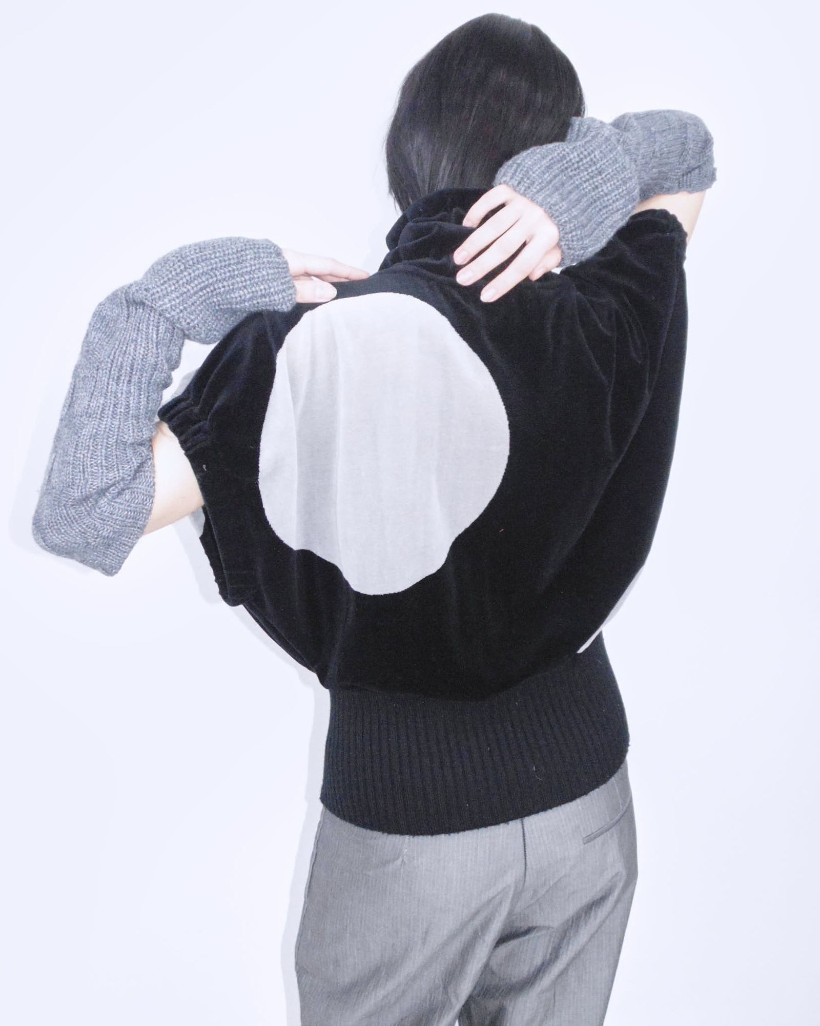 polka dot oversized double zipper top
