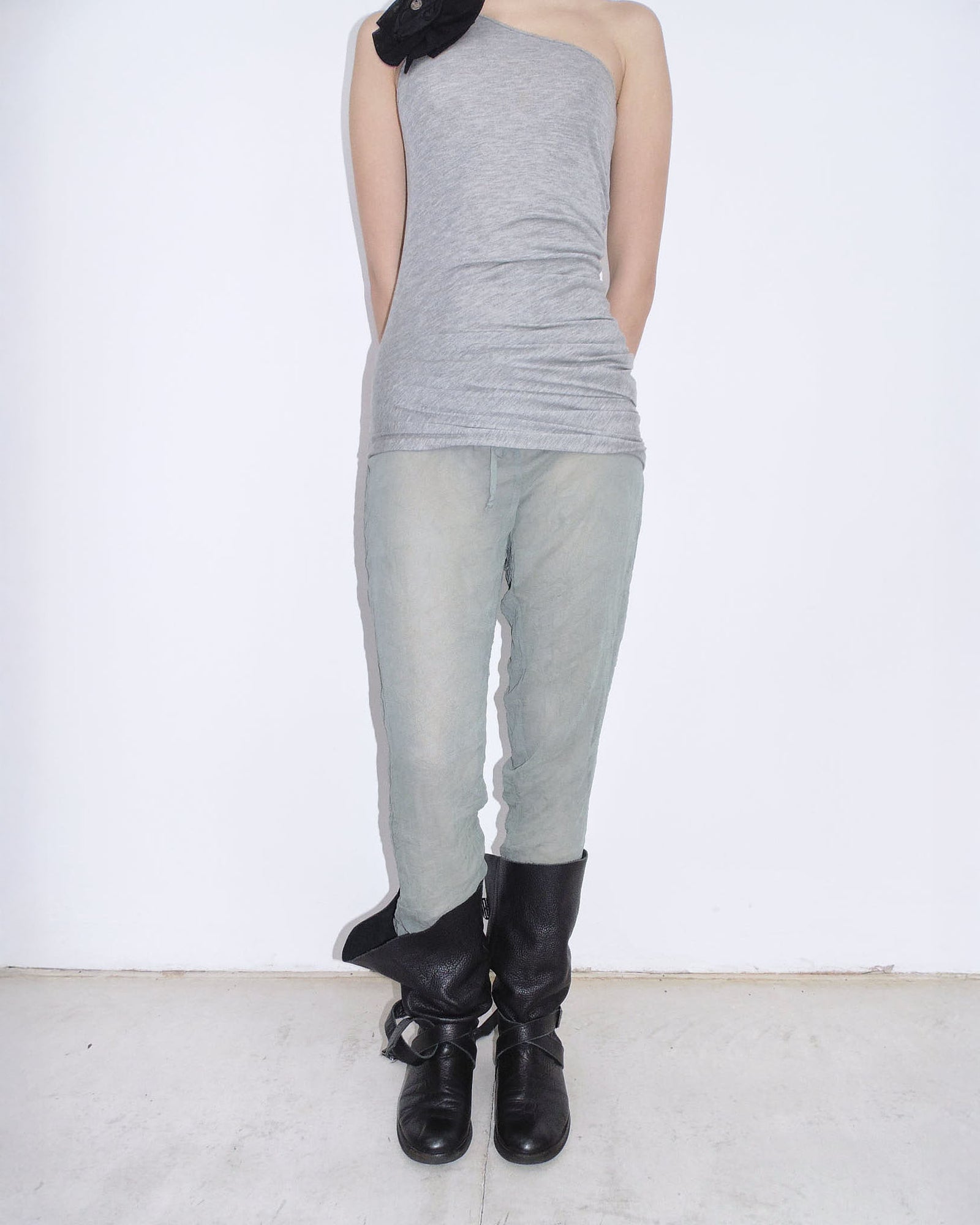 sage green see-through pants