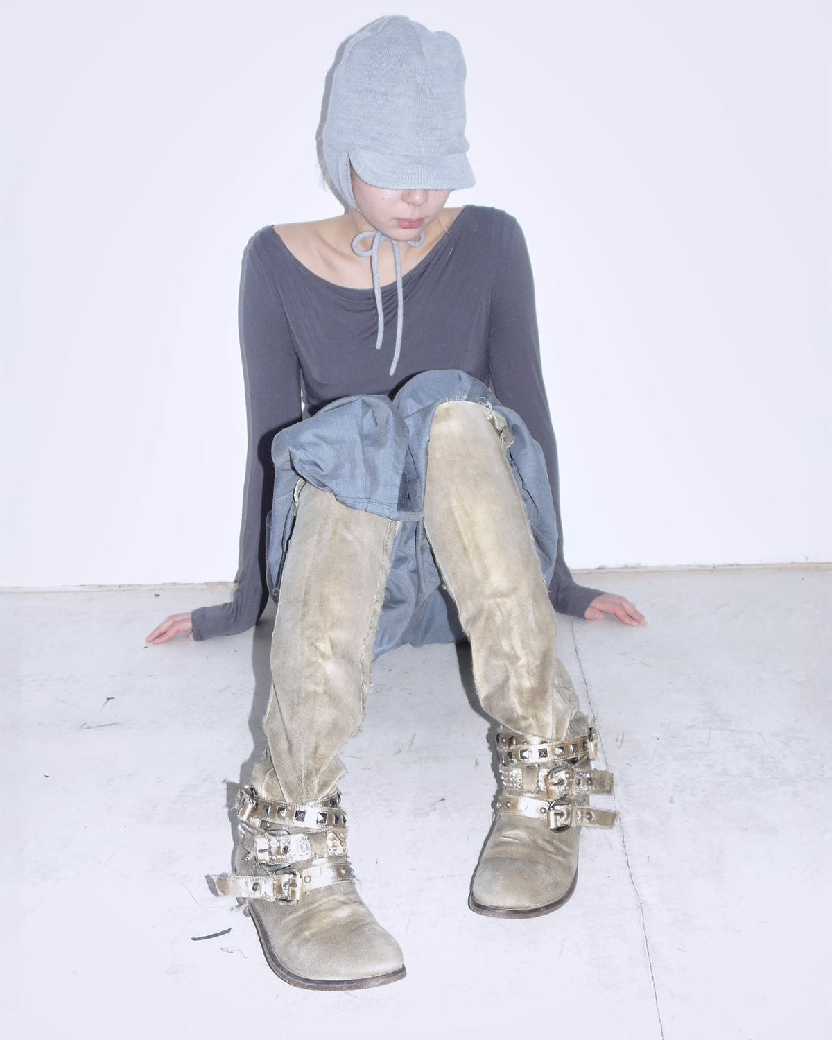 sand canva distressed embellished boots