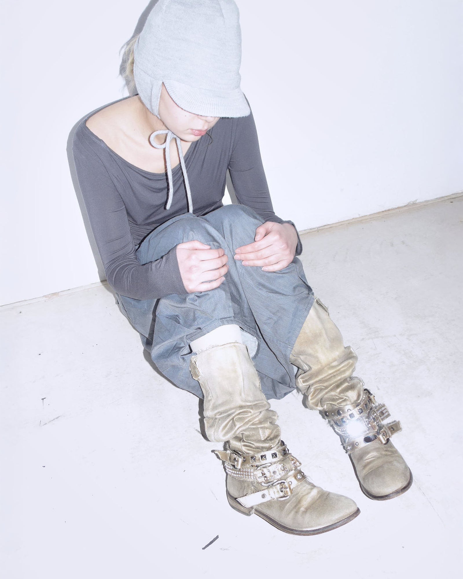 sand canva distressed embellished boots