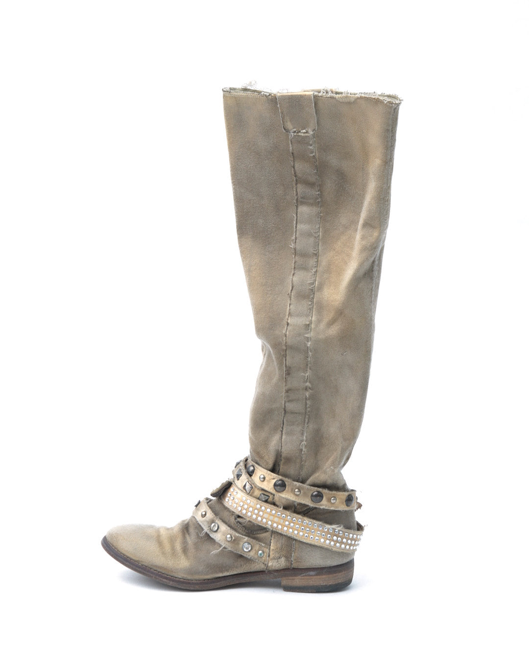 sand canva distressed embellished boots